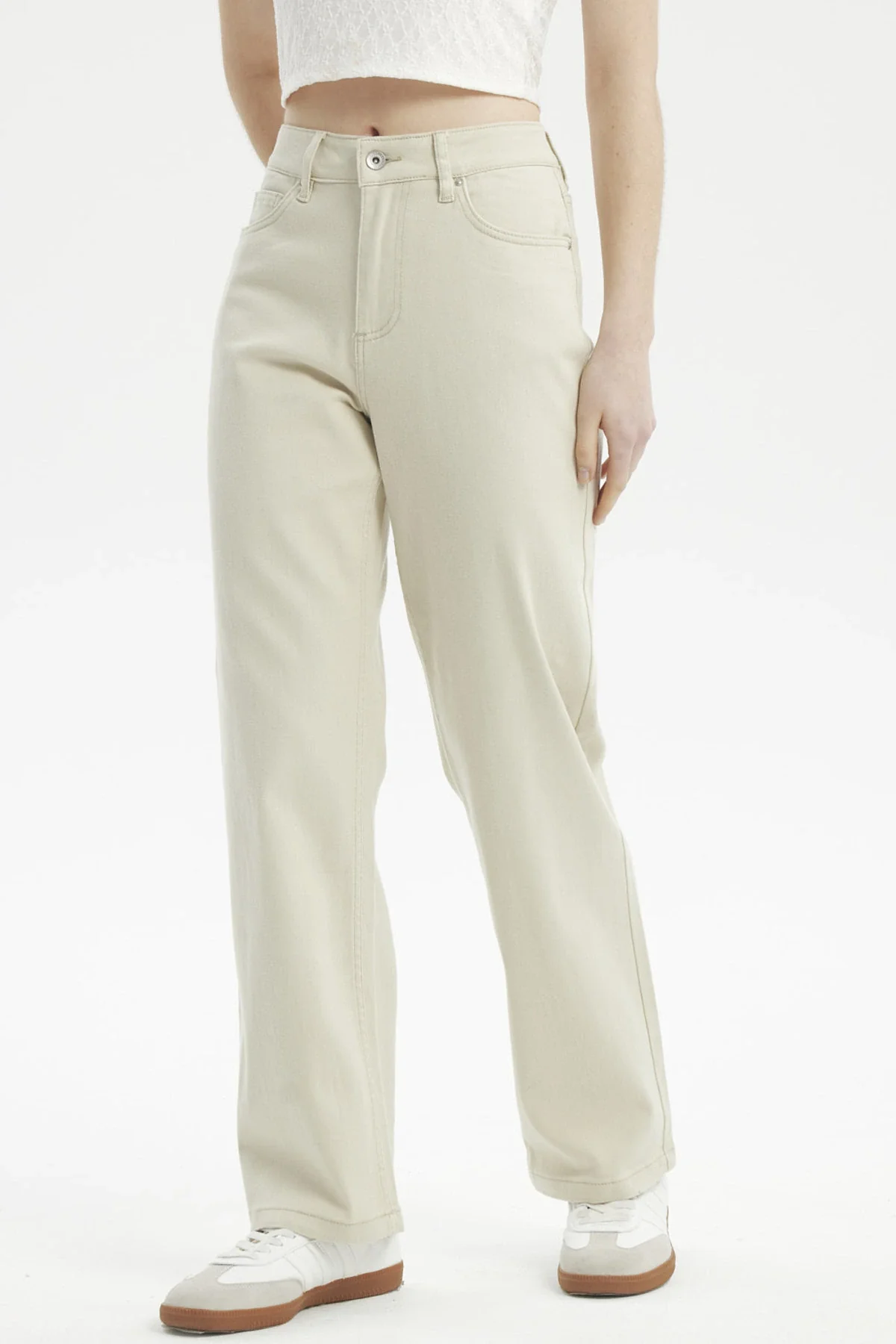 Jeans Mujer Calce Recto Color Beige - Image 2