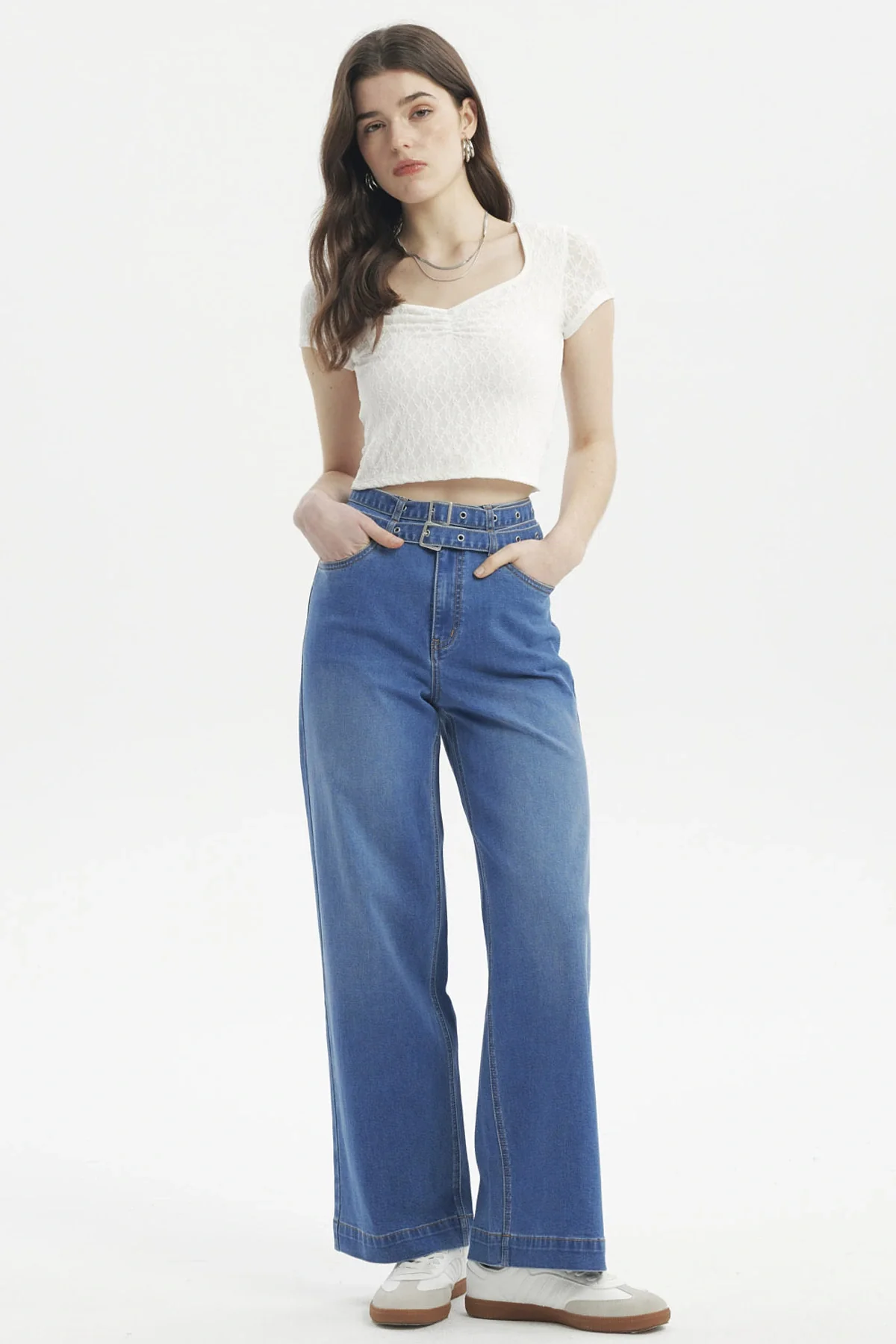 Jeans Mujer Calce Recto Doble Cintura Azul Oscuro - Image 4