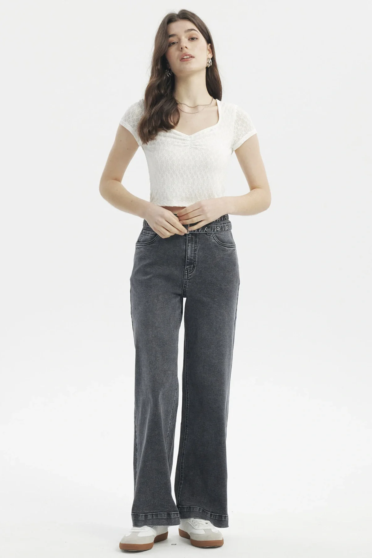 Jeans Mujer Calce Recto Doble Cintura Gris - Image 4