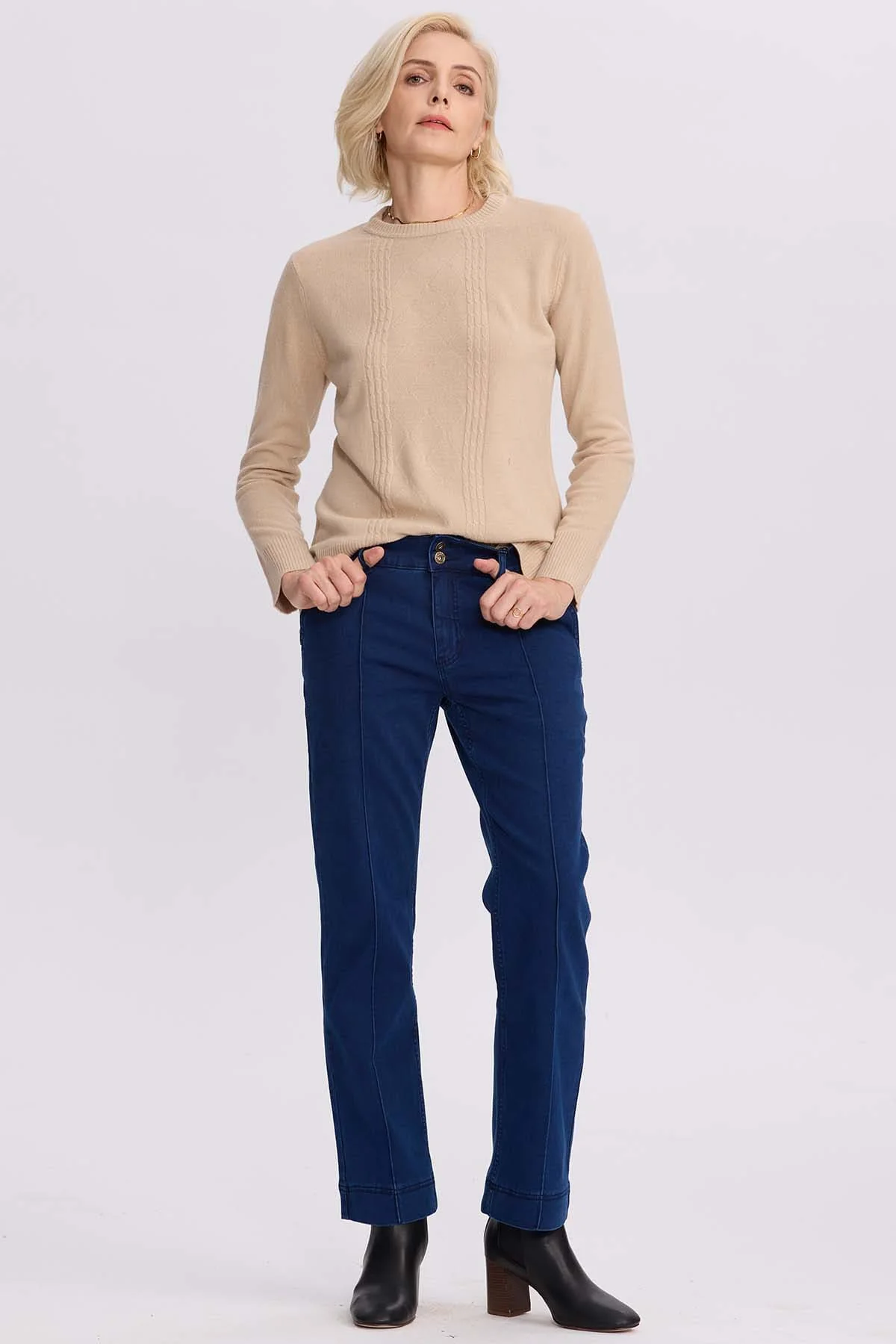 Jeans Mujer Calce Recto Tiro Alto Azul - Image 4