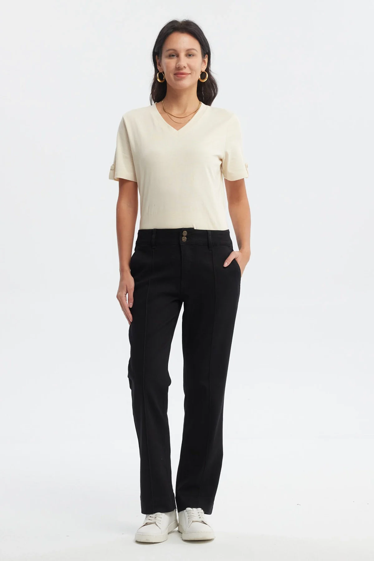 Jeans Mujer Calce Recto Tiro Alto Negro - Image 4