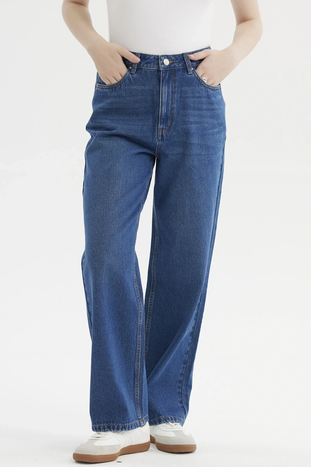 Jeans Mujer Cami Calce Recto Azul Oscuro