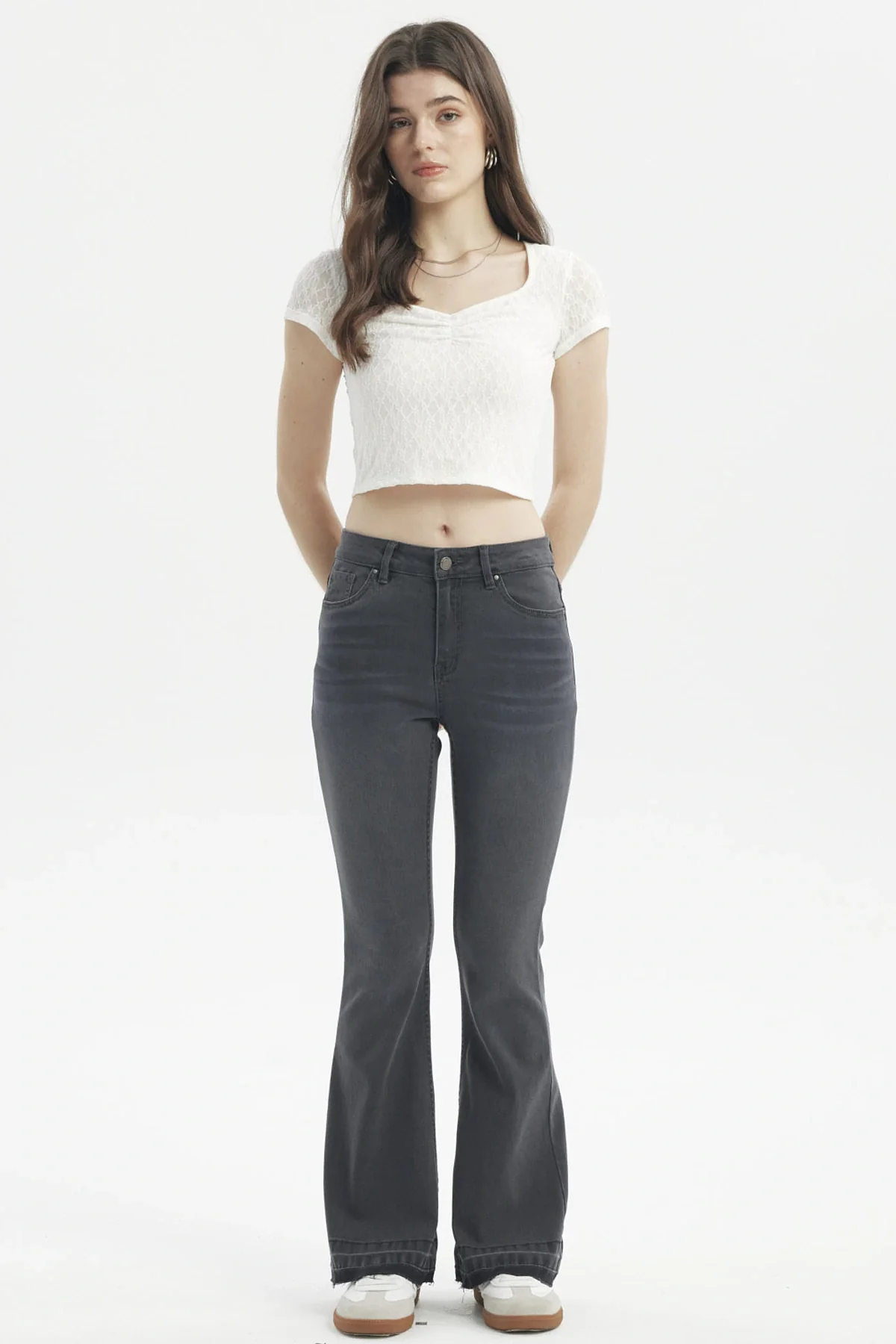 Jeans Mujer Flare Basta Gris - Image 4
