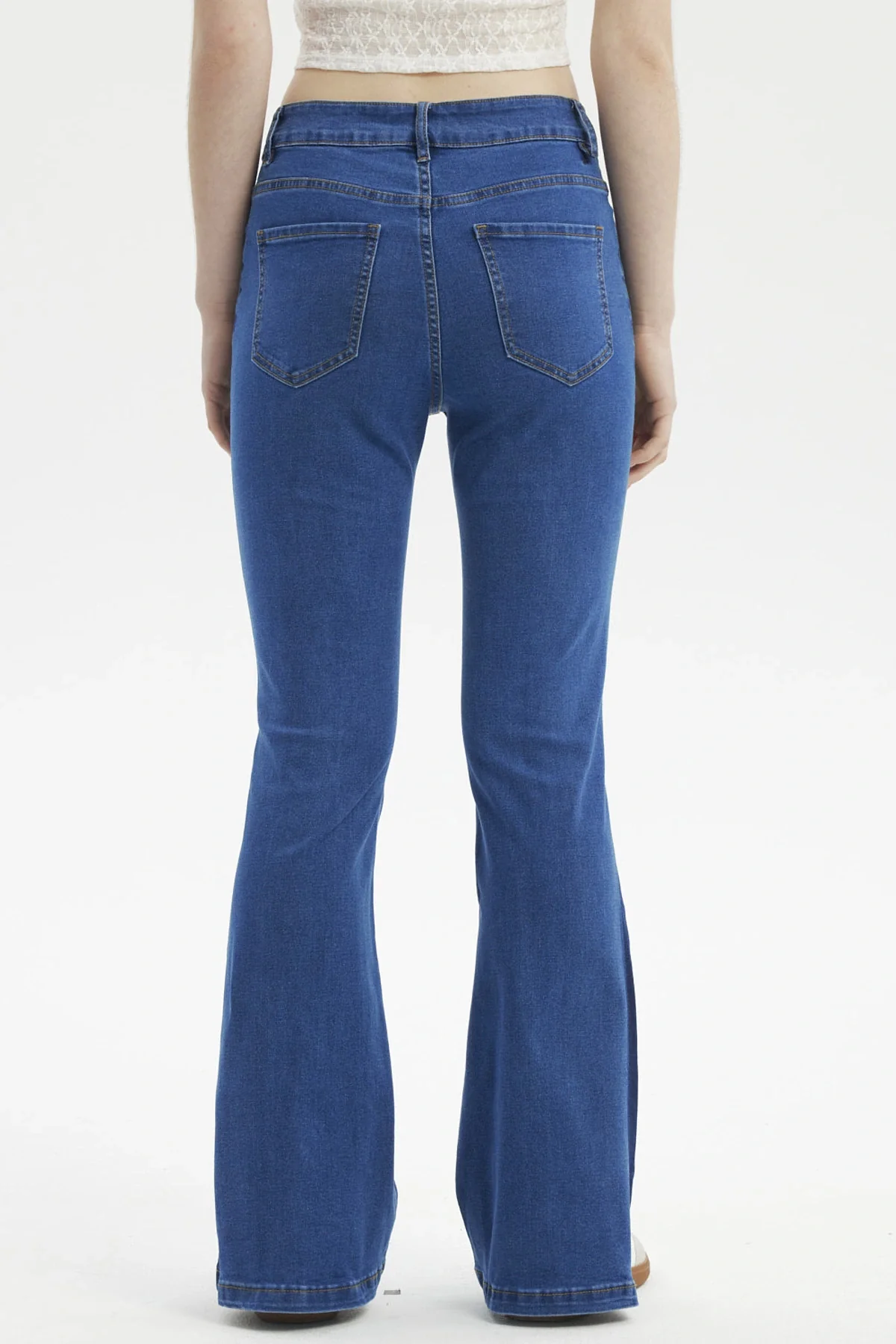 Jeans Mujer Flare Bota Bicolor Azul - Image 3