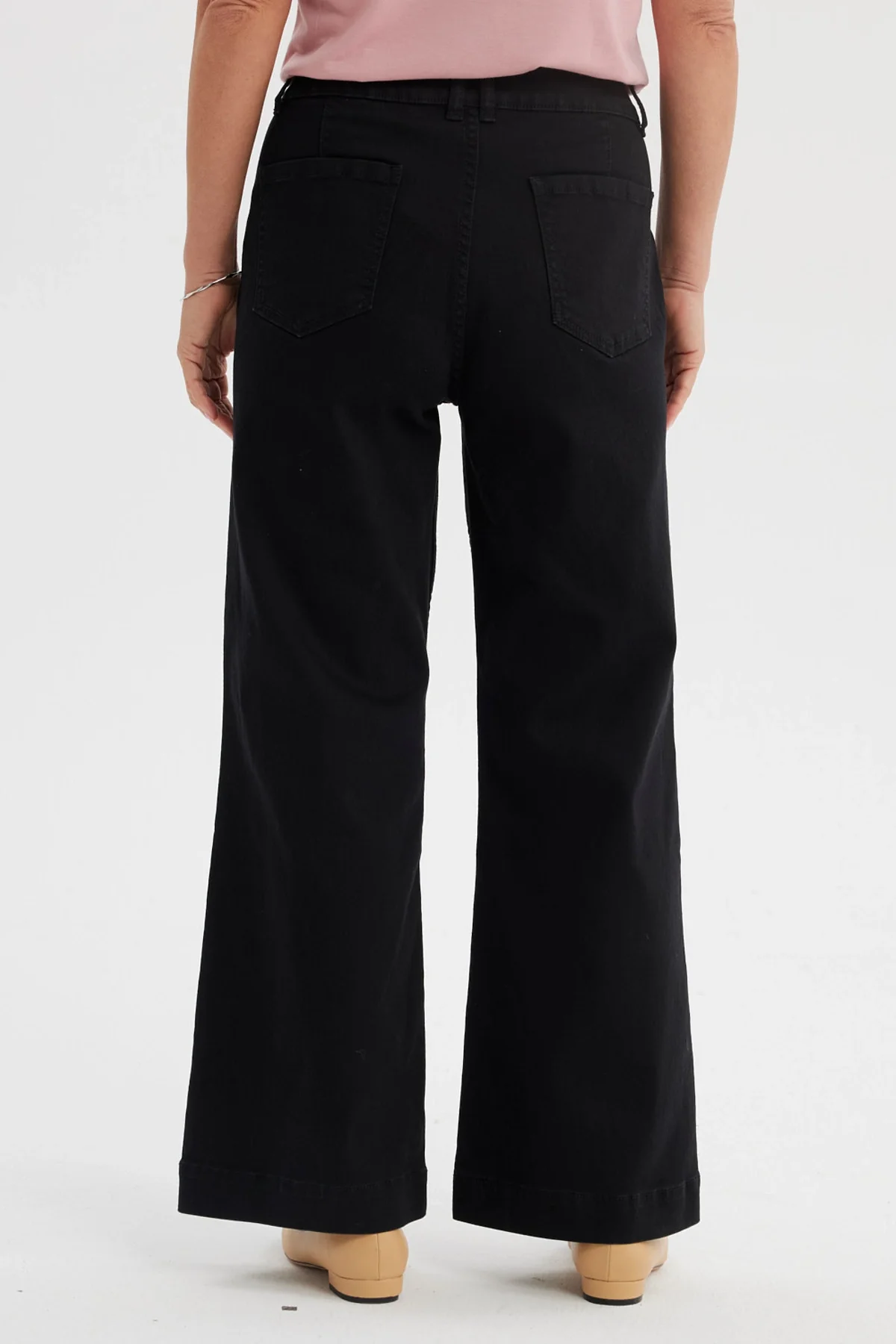 Jeans Mujer Flare Botones Delantero Negro - Image 3