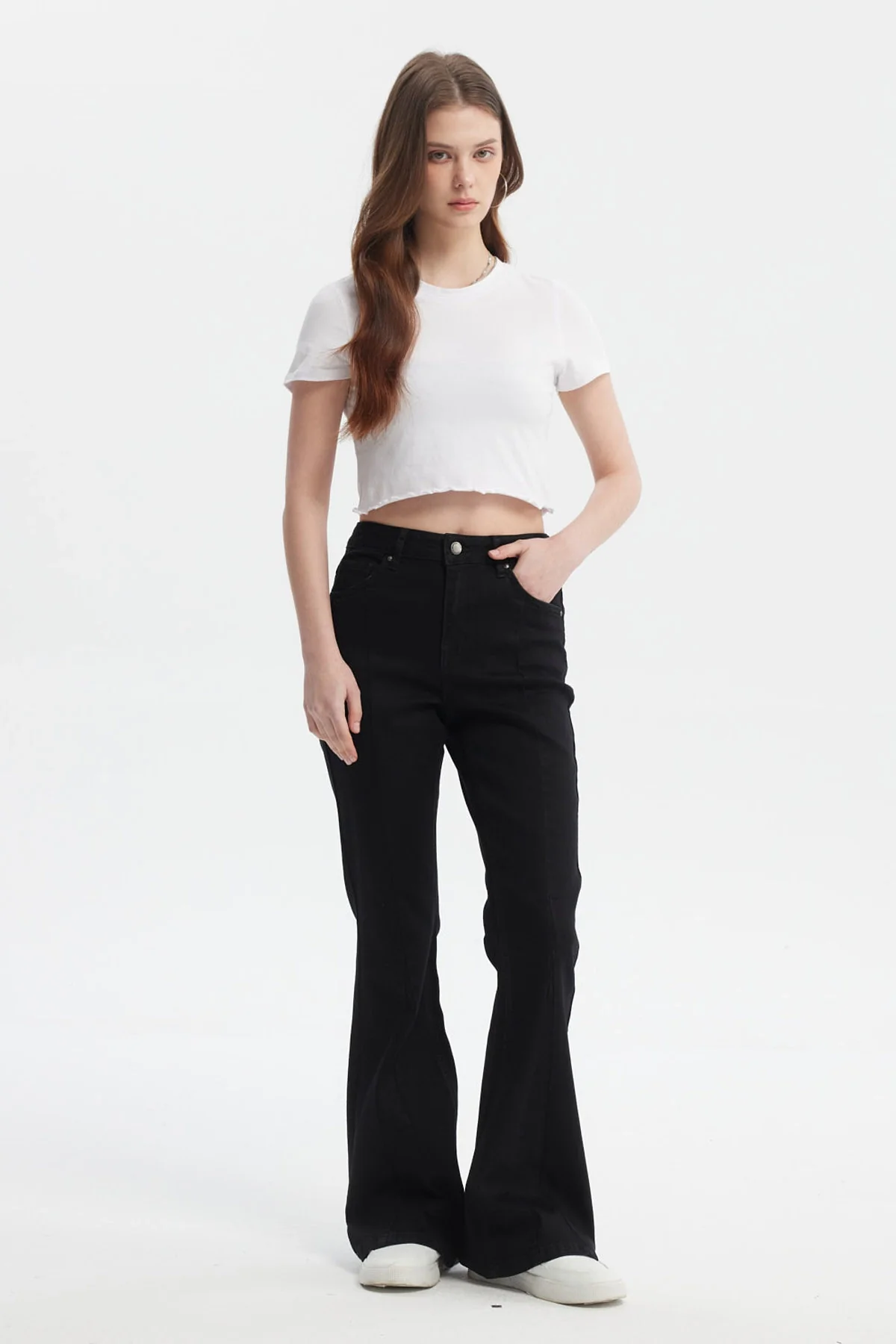 Jeans Mujer Flare Linea Curva Negro - Image 4
