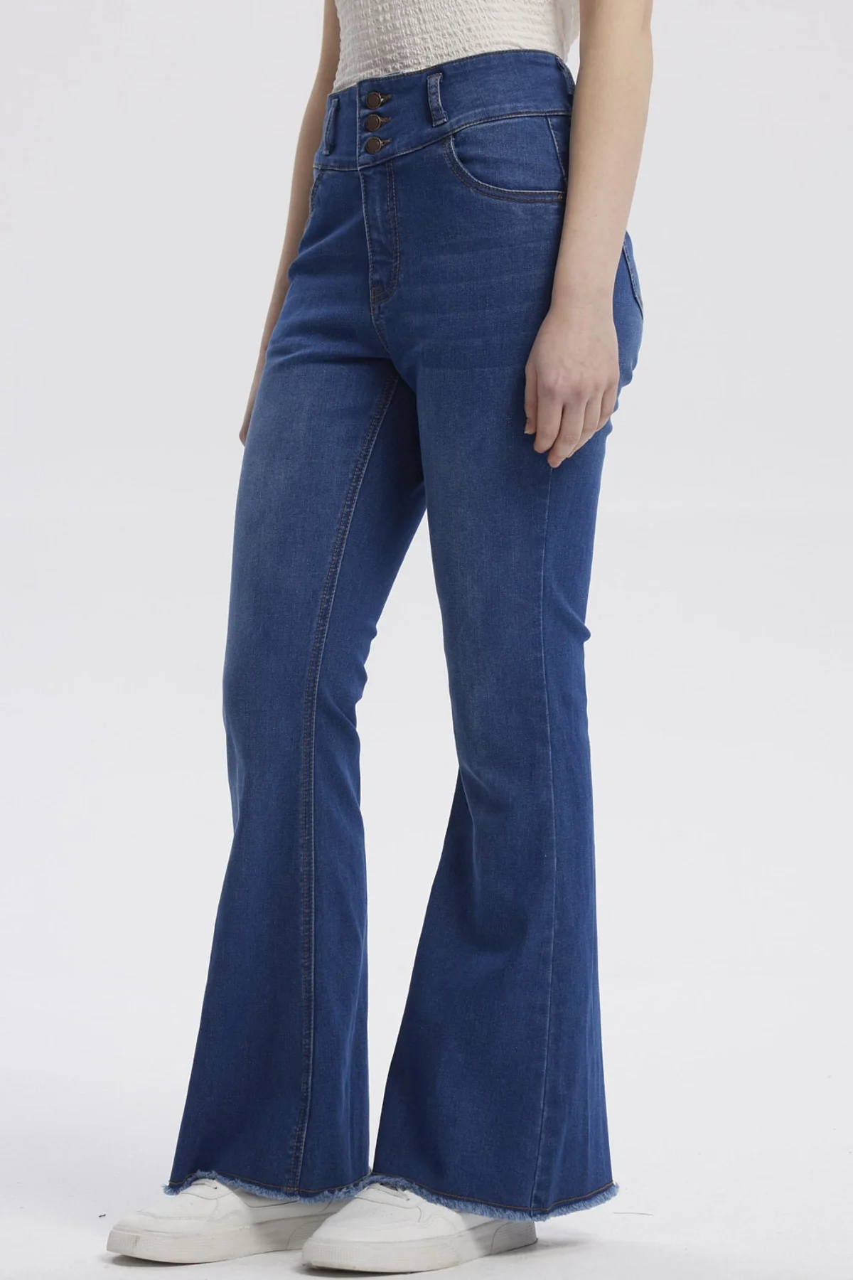 Jeans Mujer Moda Flare Azul Oscuro - Image 2