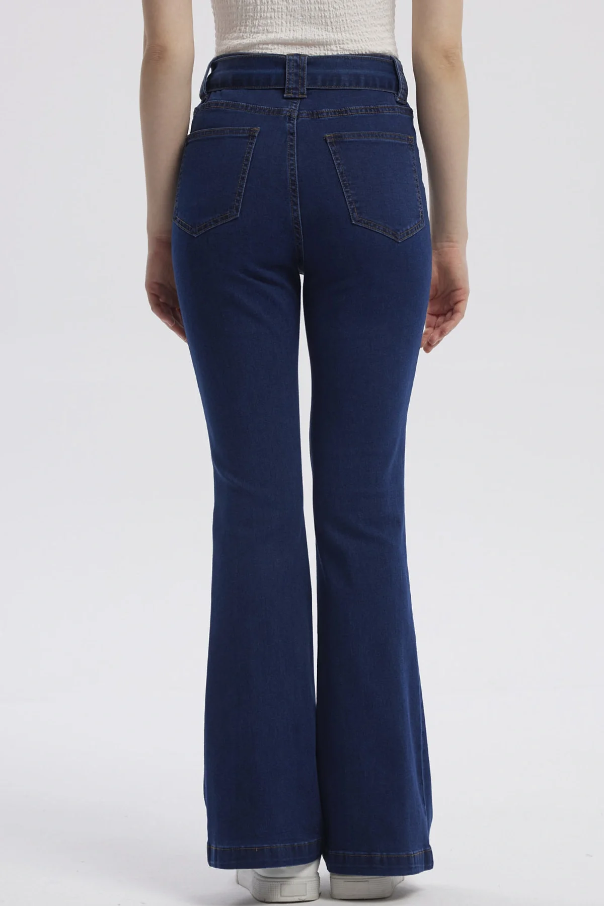 Jeans Mujer Moda Flare Azul Oscuro - Image 3