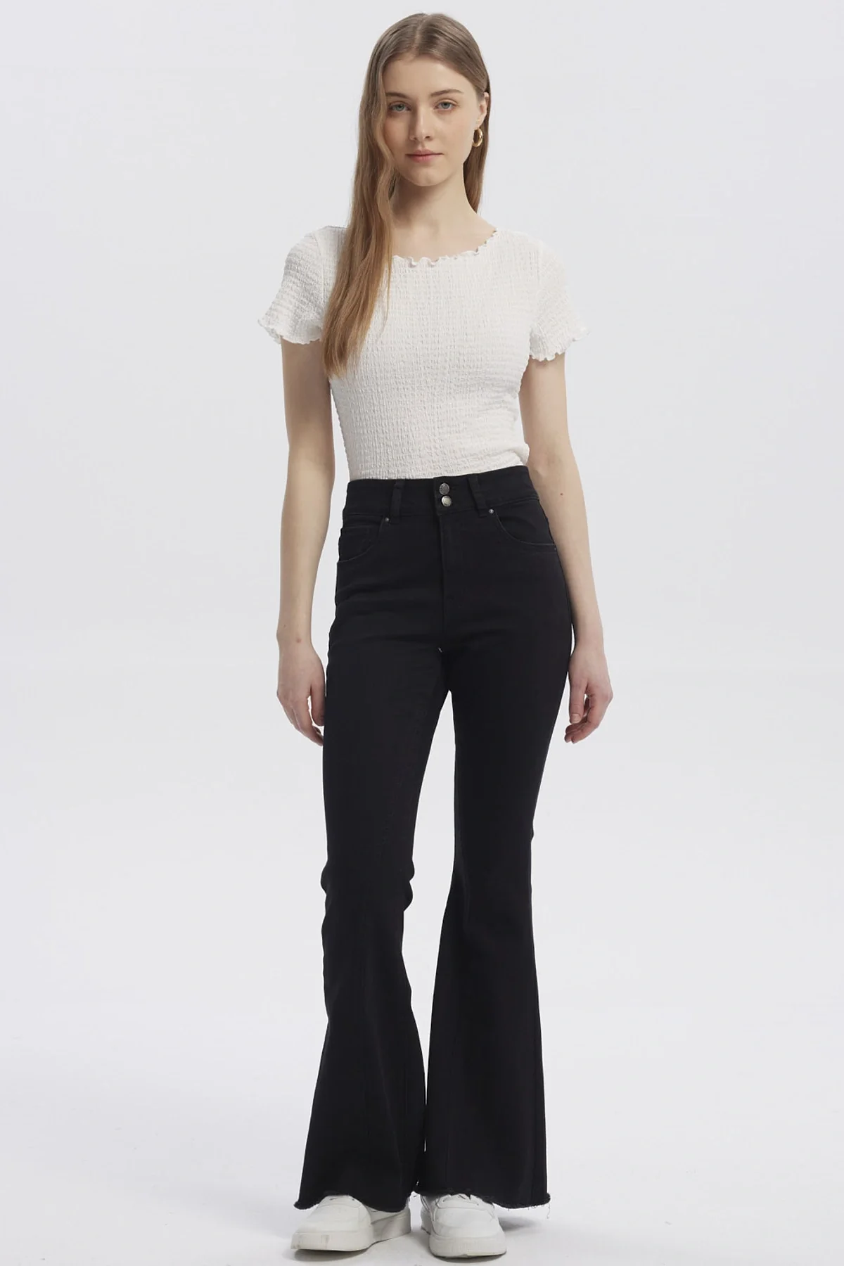 Jeans Mujer Moda Flare Negro - Image 4