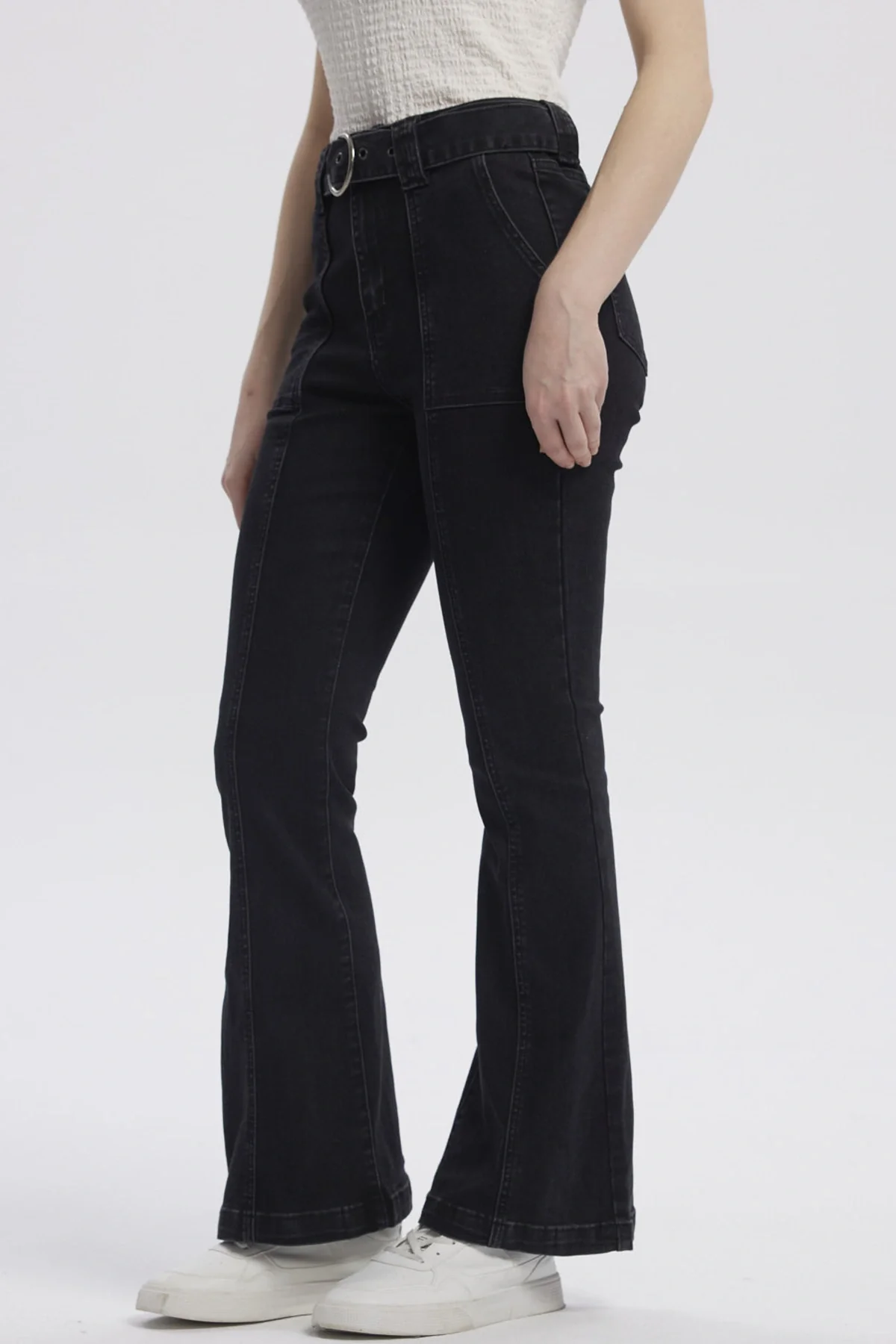 Jeans Mujer Moda Flare Negro - Image 2