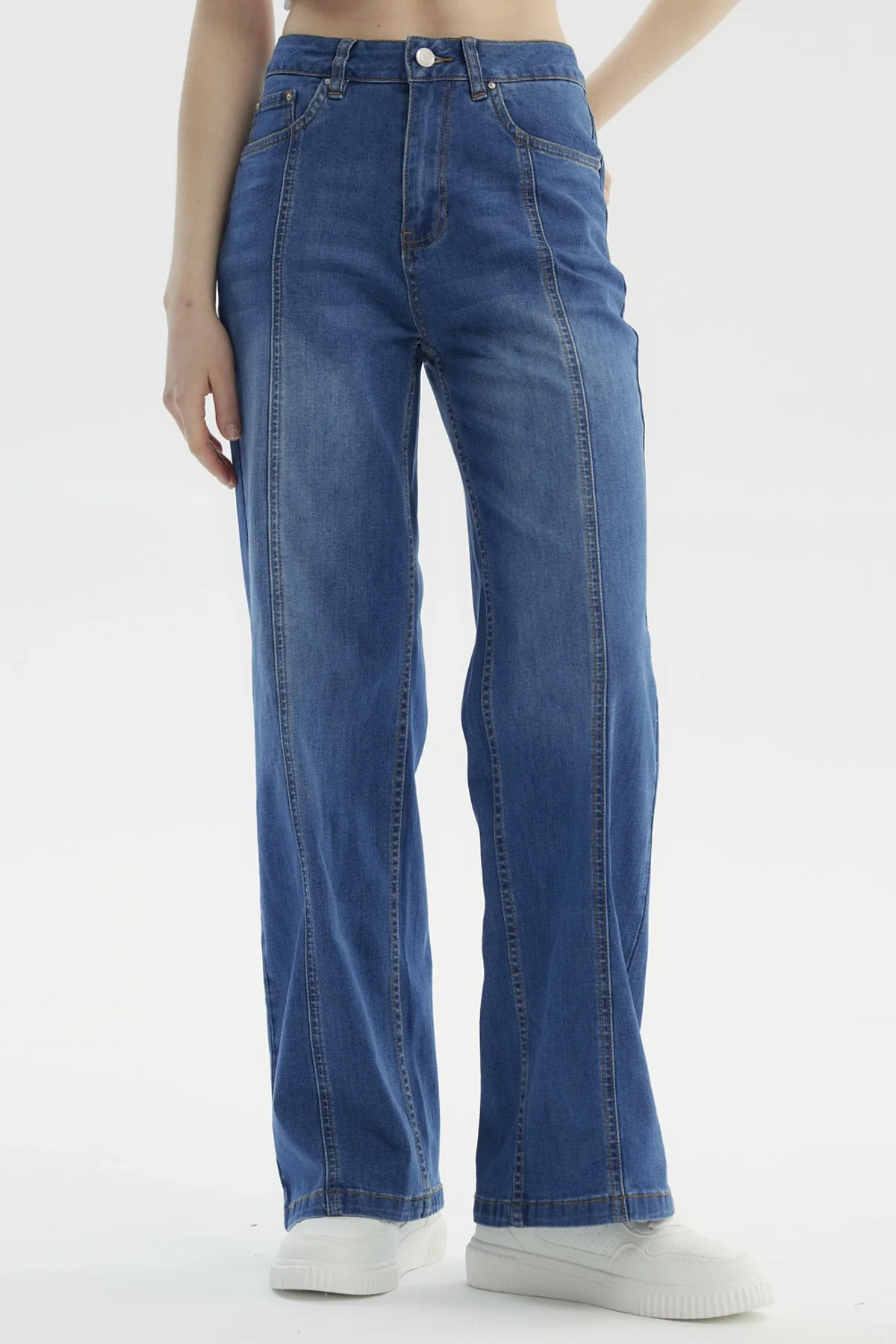 Jeans Mujer Moda Wide Leg Azul
