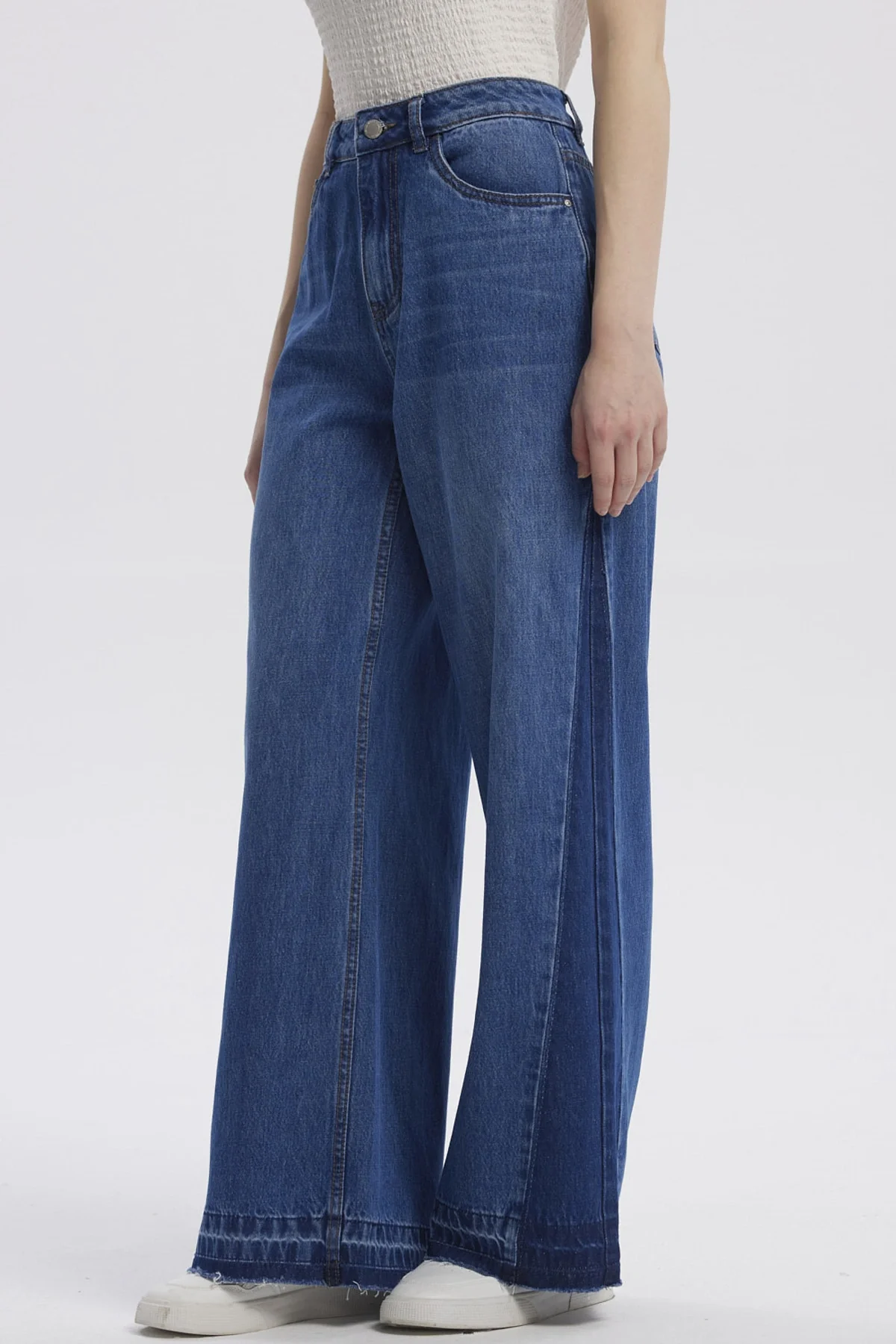 Jeans Mujer Moda Wide Leg Azul Oscuro - Image 2