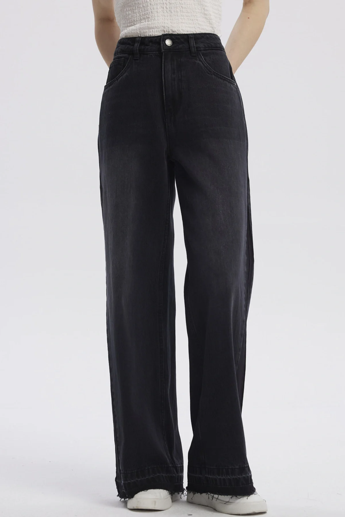 Jeans Mujer Moda Wide Leg Negro
