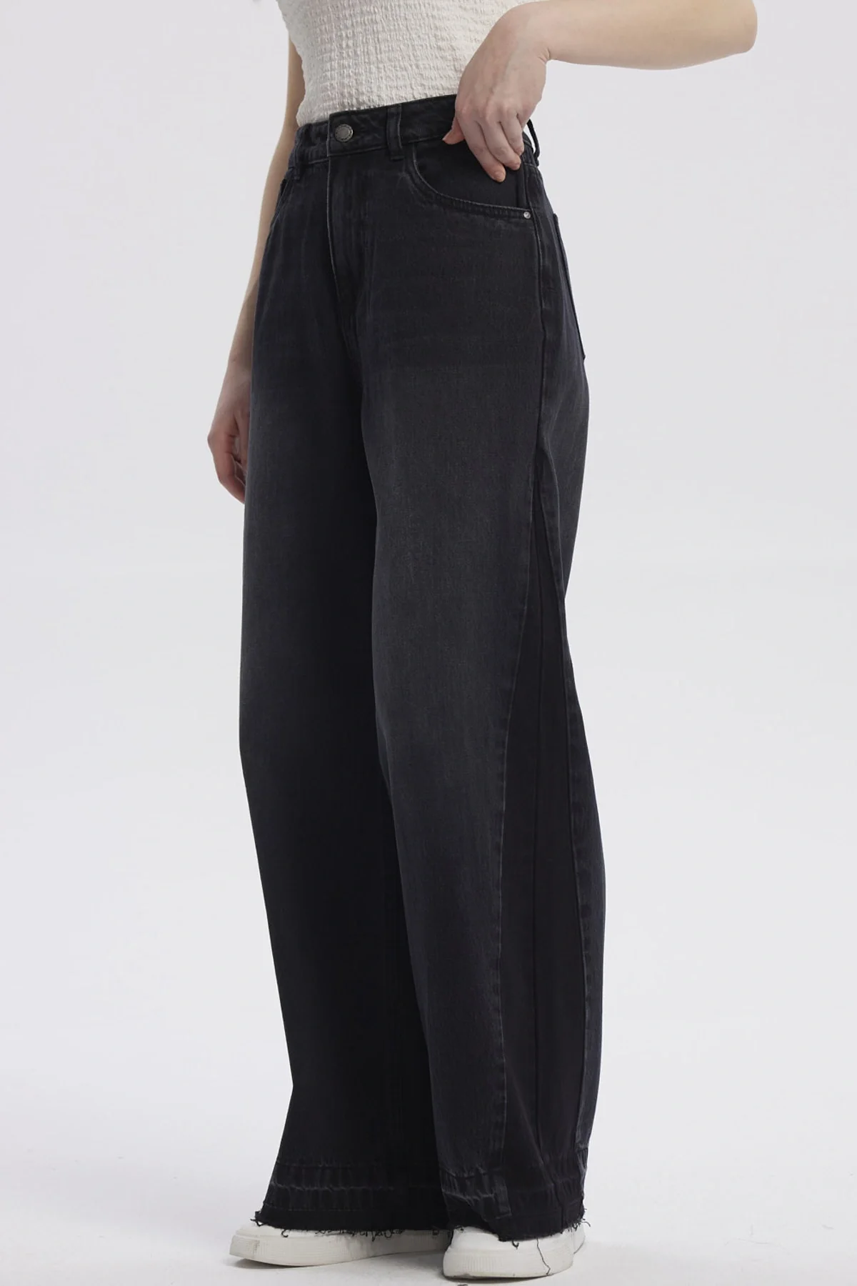 Jeans Mujer Moda Wide Leg Negro - Image 2