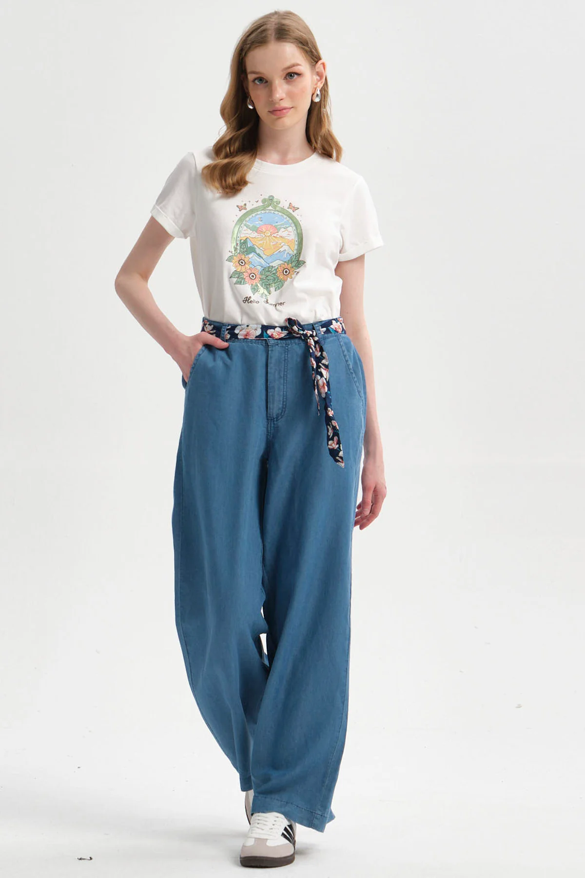 Jeans Mujer Pallazzo Pañuelo Azul - Image 4