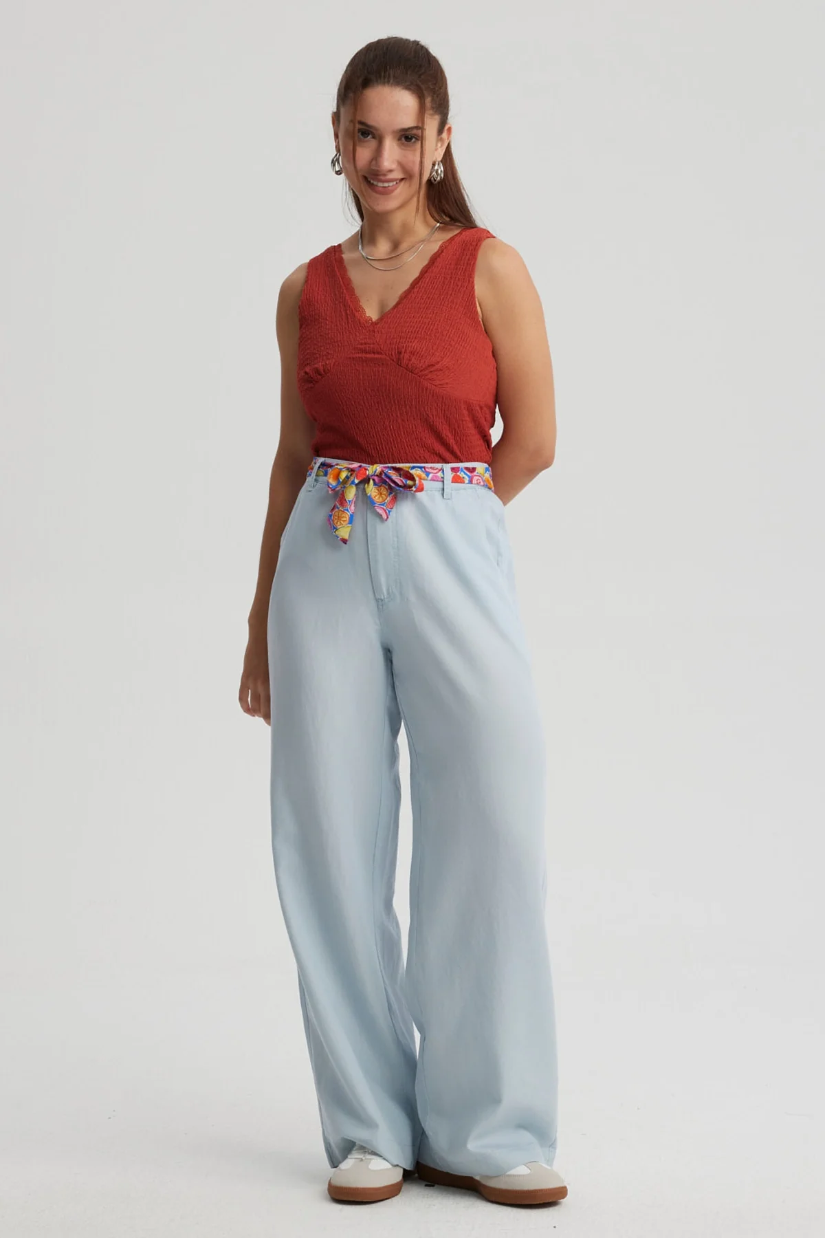 Jeans Mujer Pallazzo Pañuelo Azul Claro - Image 4