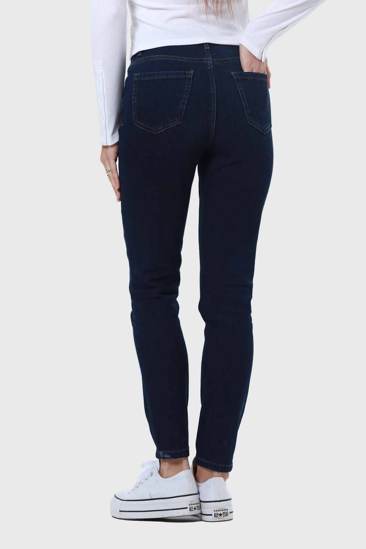 Jeans Mujer Skinny Con Polar Azul - Image 3