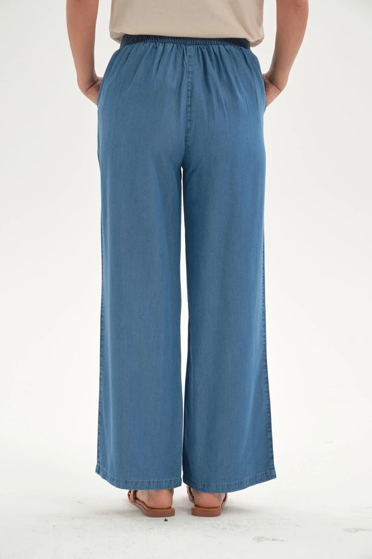 Jeans Mujer Tencel Pretina Elasticada Azul Claro - Image 3