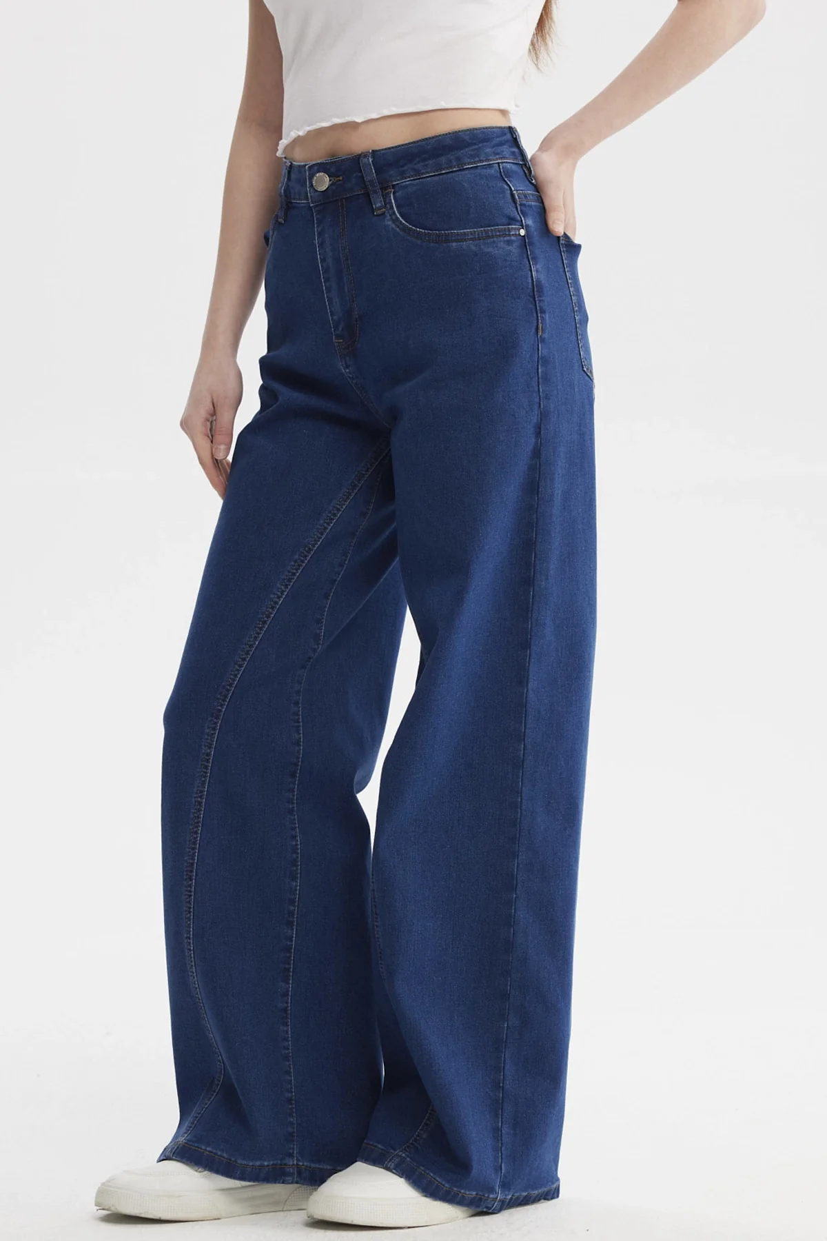 Jeans Mujer Wide Leg Azul Oscuro - Image 2