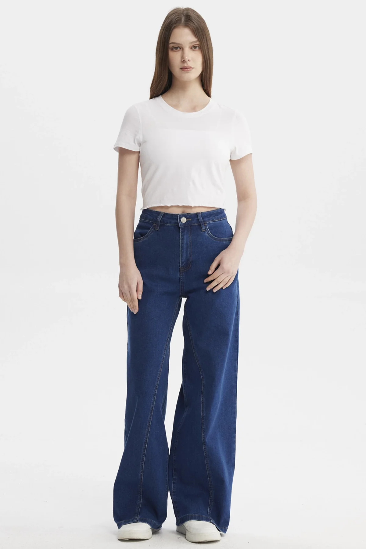 Jeans Mujer Wide Leg Azul Oscuro - Image 4