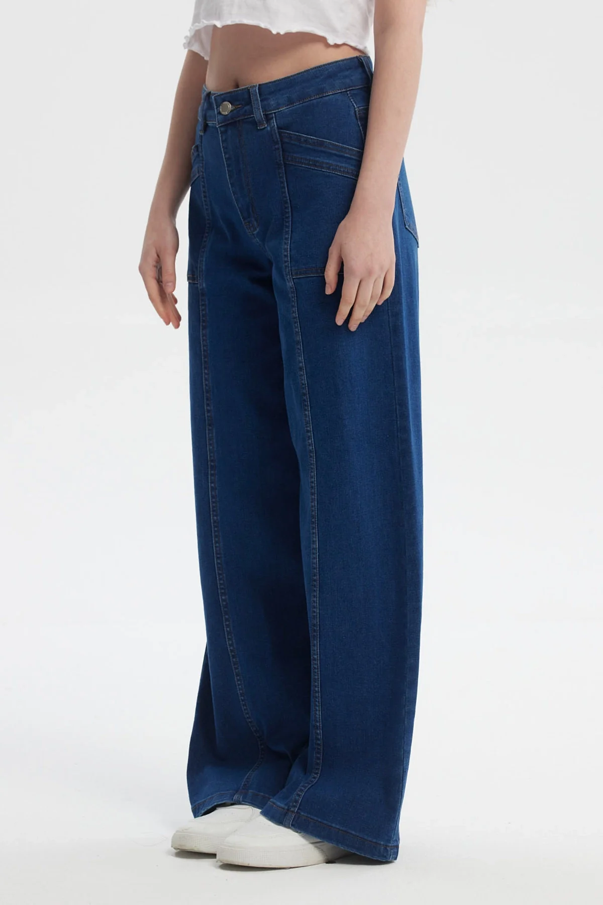 Jeans Mujer Wide Leg Azul Oscuro - Image 2