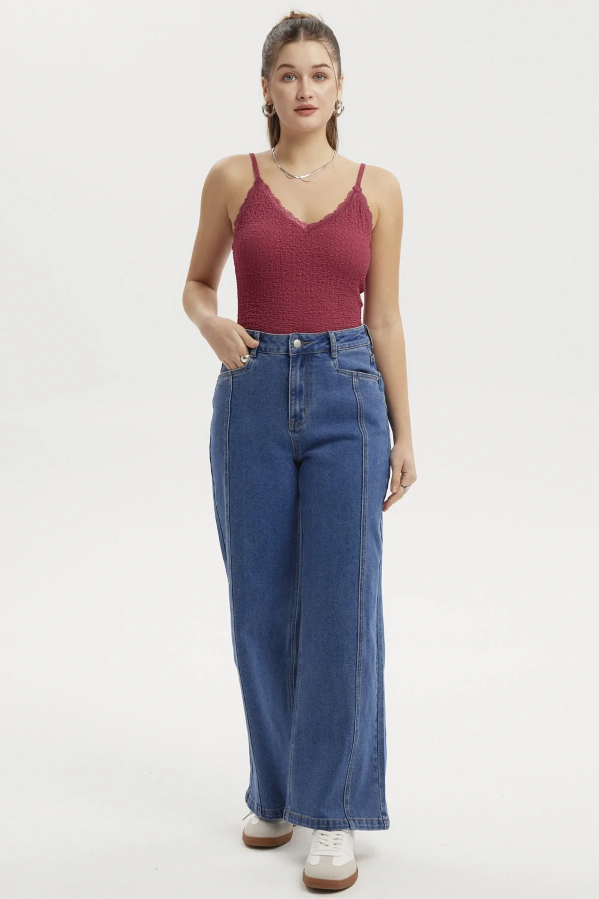 Jeans Mujer Wide Leg Linea Azul Oscuro - Image 4