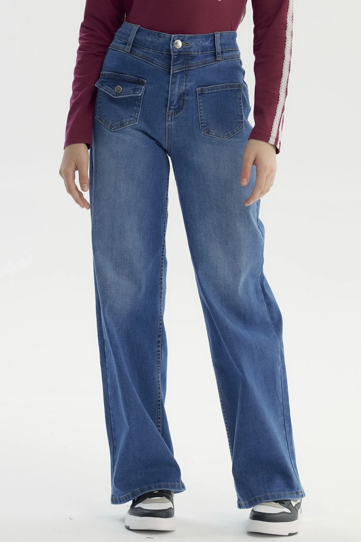 Jeans Niña Wide Leg Azul