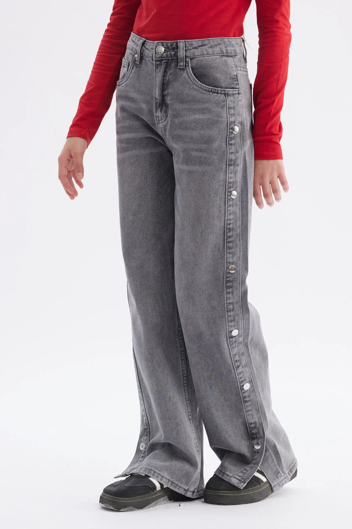 Jeans Niña Wide Leg Gris - Image 2