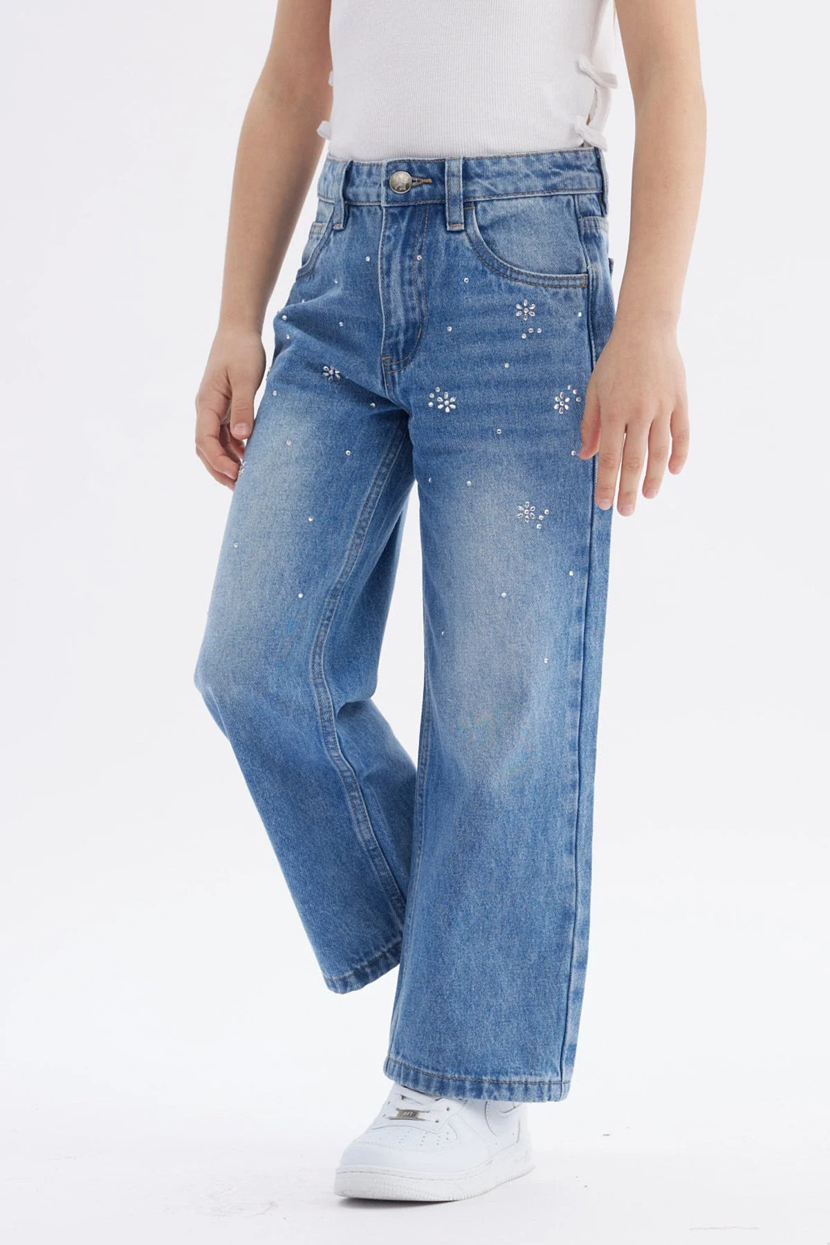 Jeans Niña Wide Leg Strass Azul - Image 2