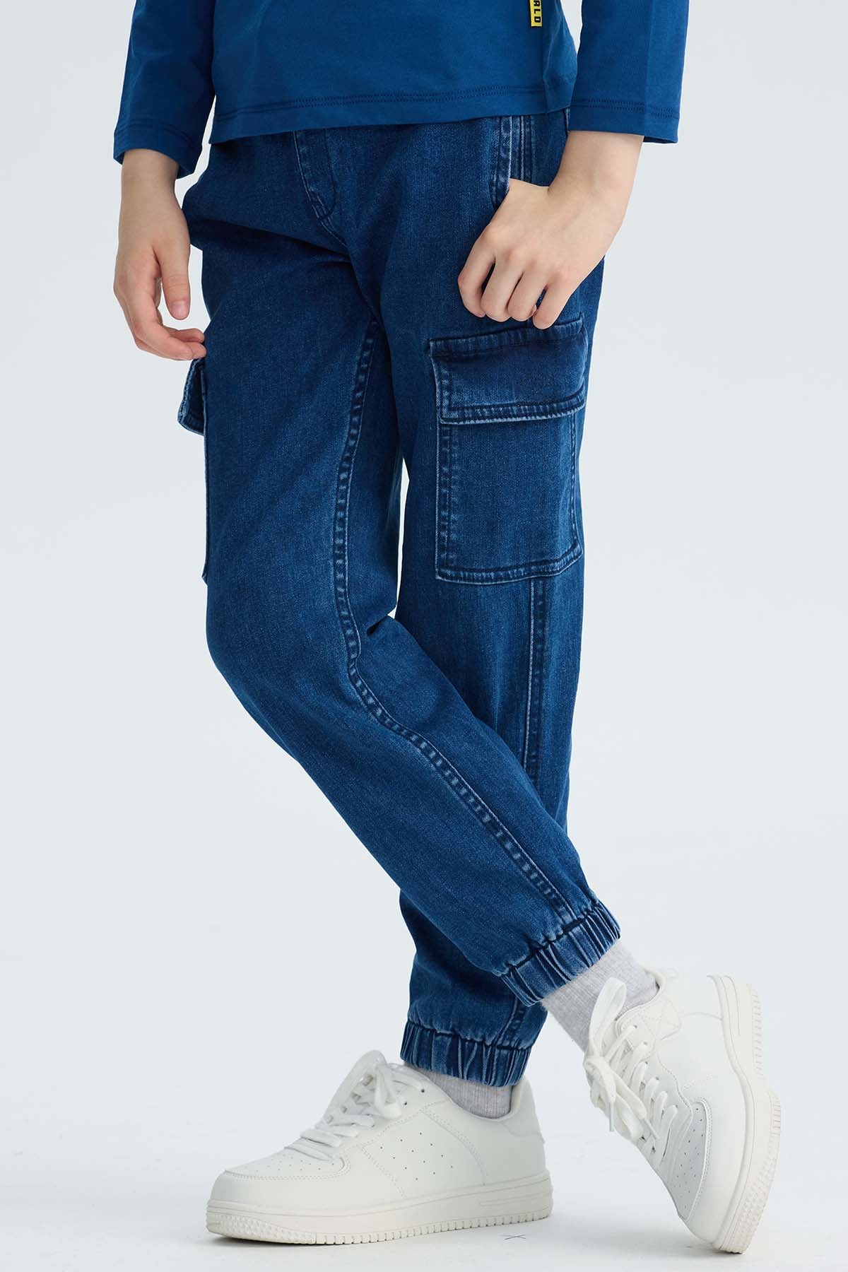 Jeans Niño Jogger Cargo Azul - Image 2