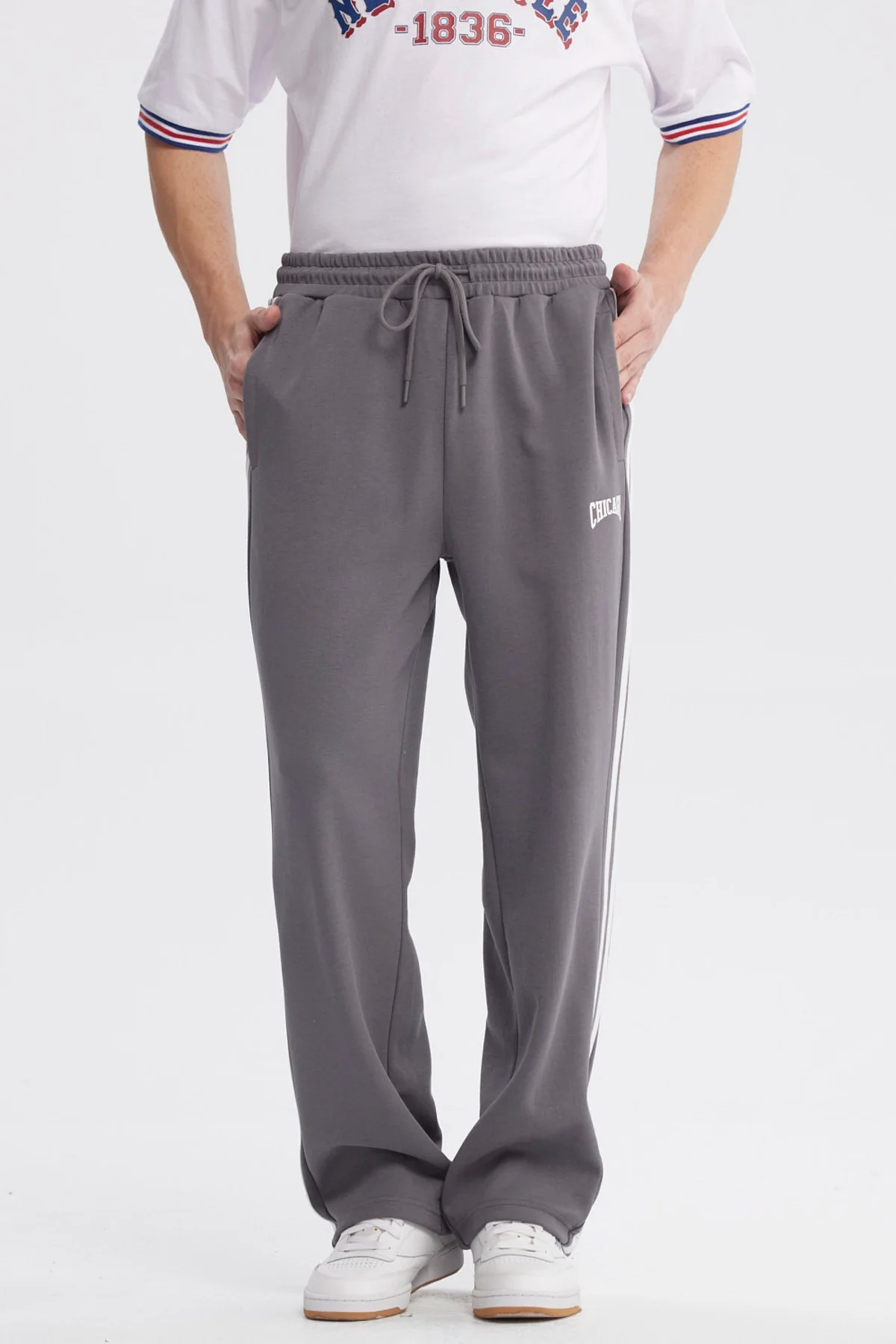 Pantalón Buzo Hombre Calce Recto Gris