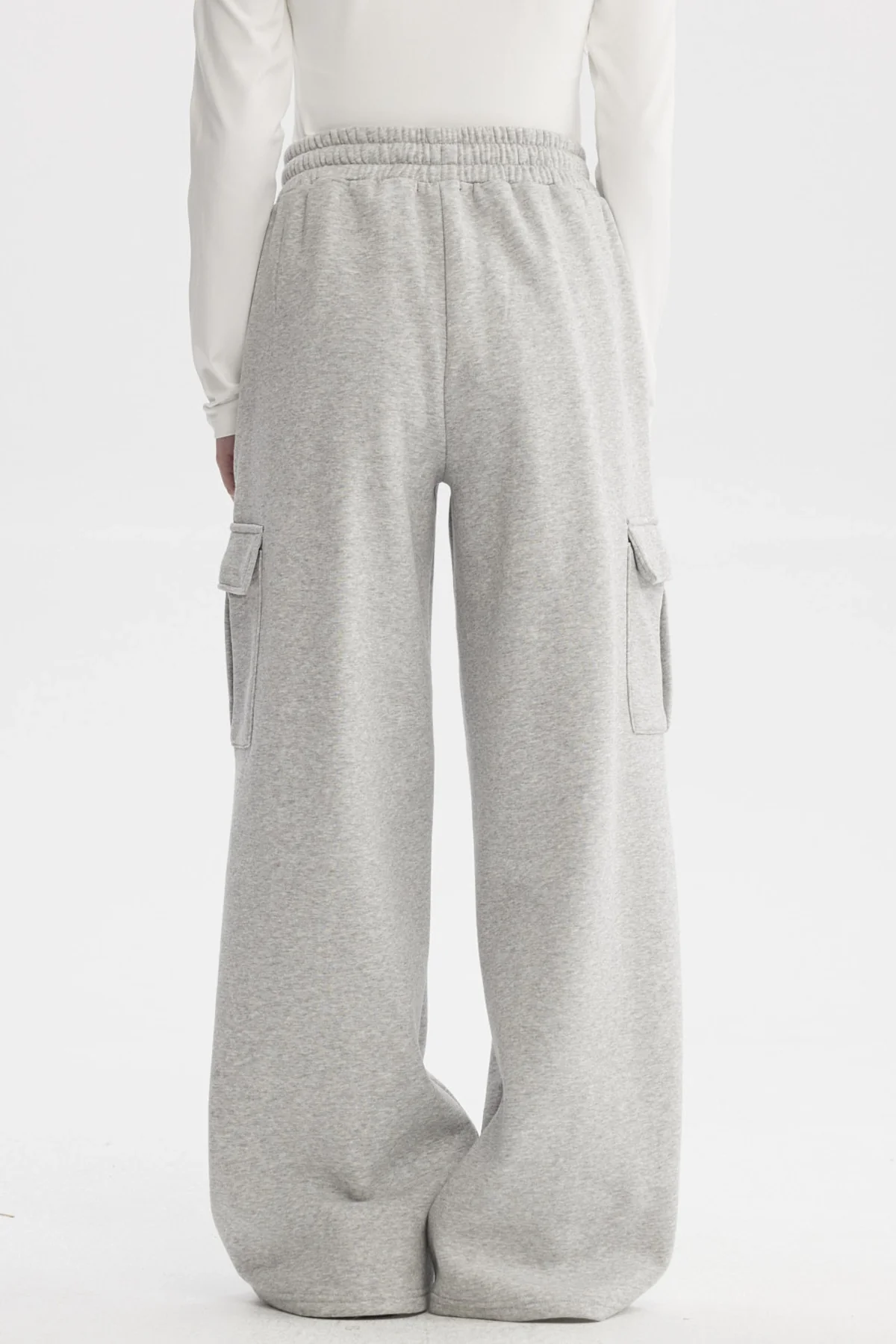 Pantalón Buzo Mujer Cargo Gris Melange - Image 3