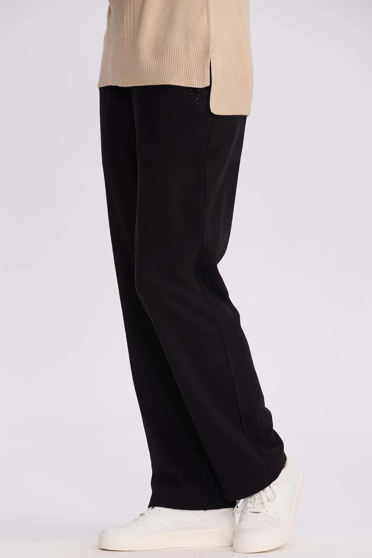 Pantalón Buzo Mujer Detalle Strass Negro - Image 2