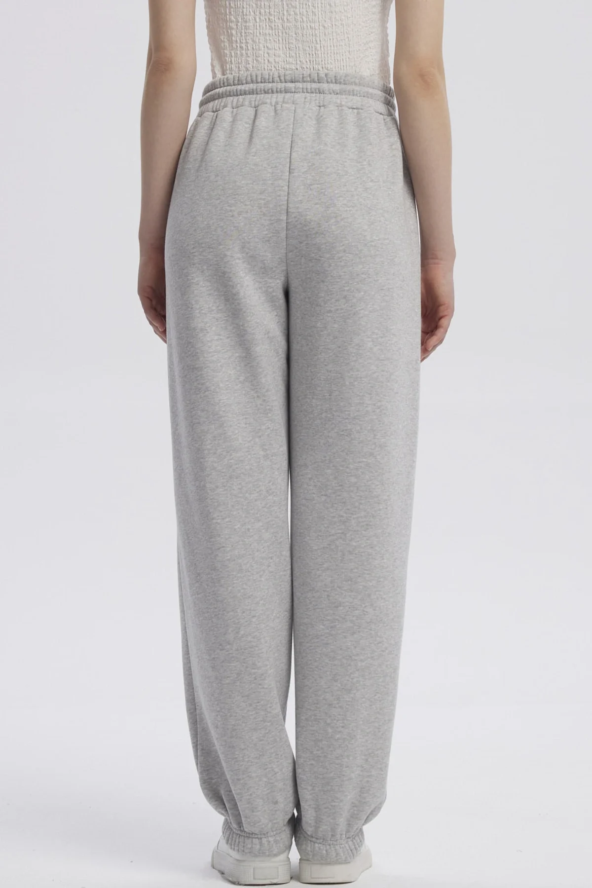 Pantalón Buzo Mujer Jogger Gris Melange - Image 3