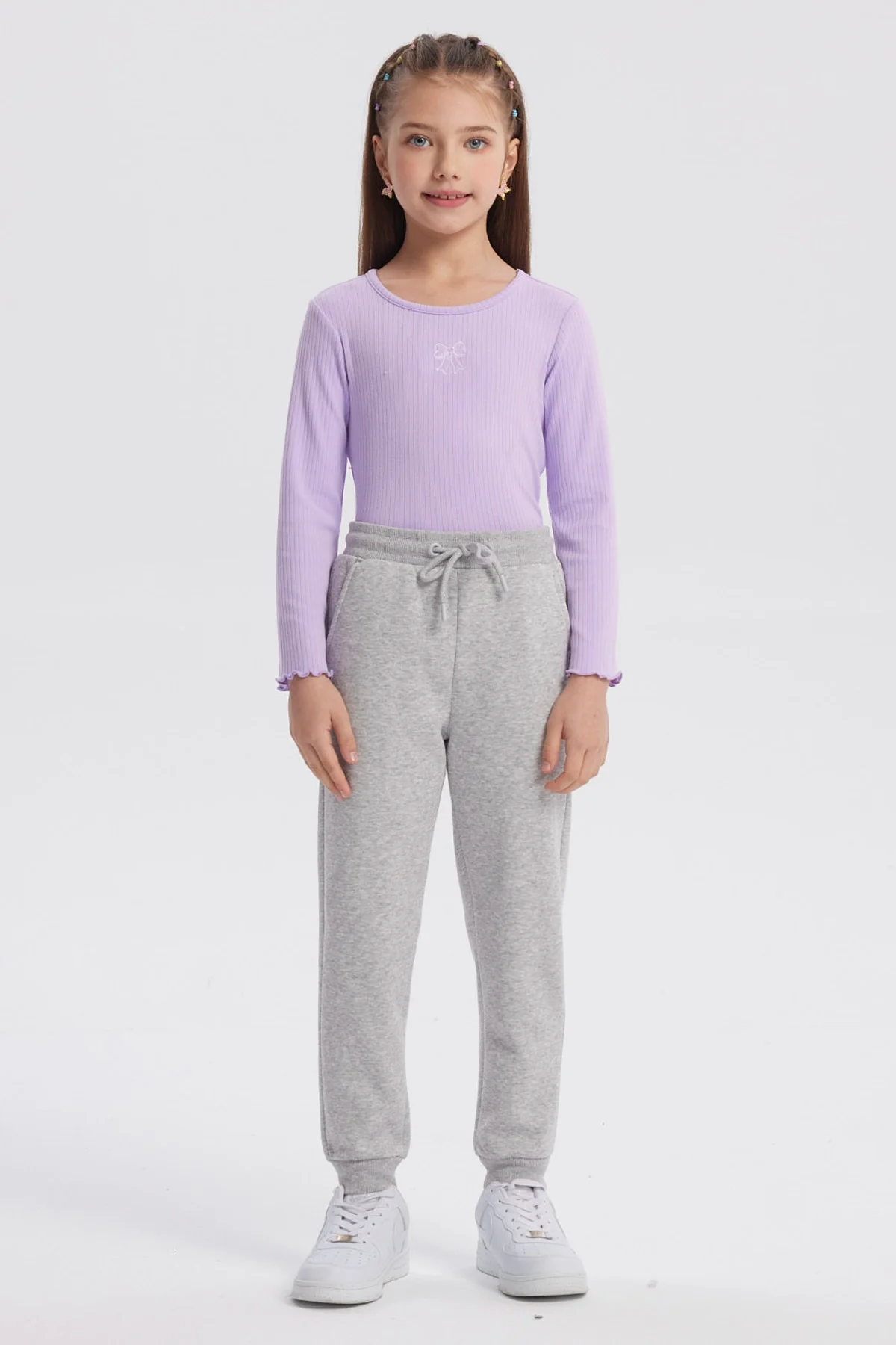 Pantalón Buzo Niña Jogger Gris Melange - Image 4