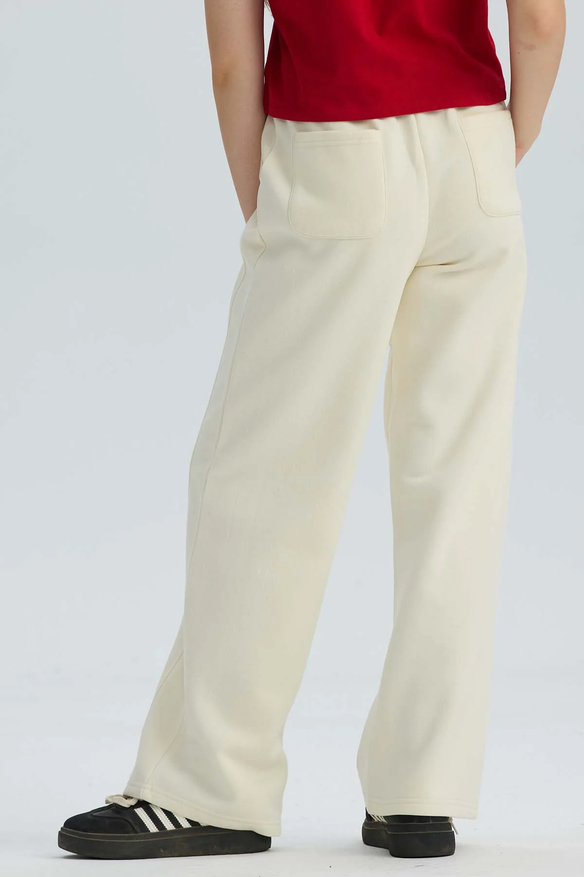Pantalón Buzo Niña Wide Leg Beige - Image 2