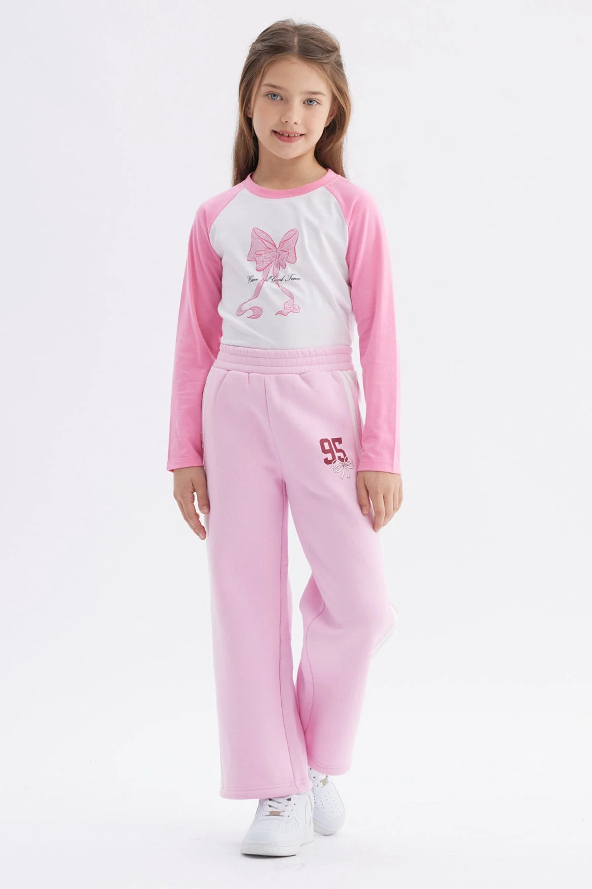 Pantalón Buzo Niña Wide Leg Rosado - Image 4