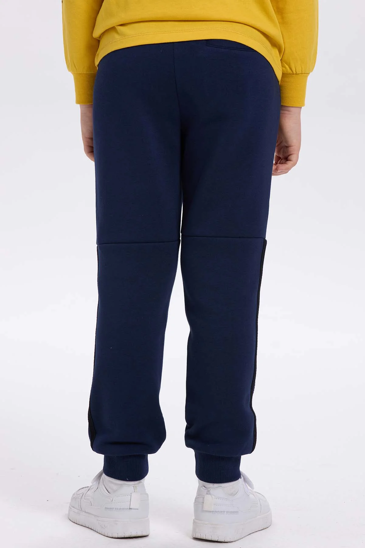 Pantalón Buzo Niño Con Rayas Lateral Azul Oscuro - Image 3