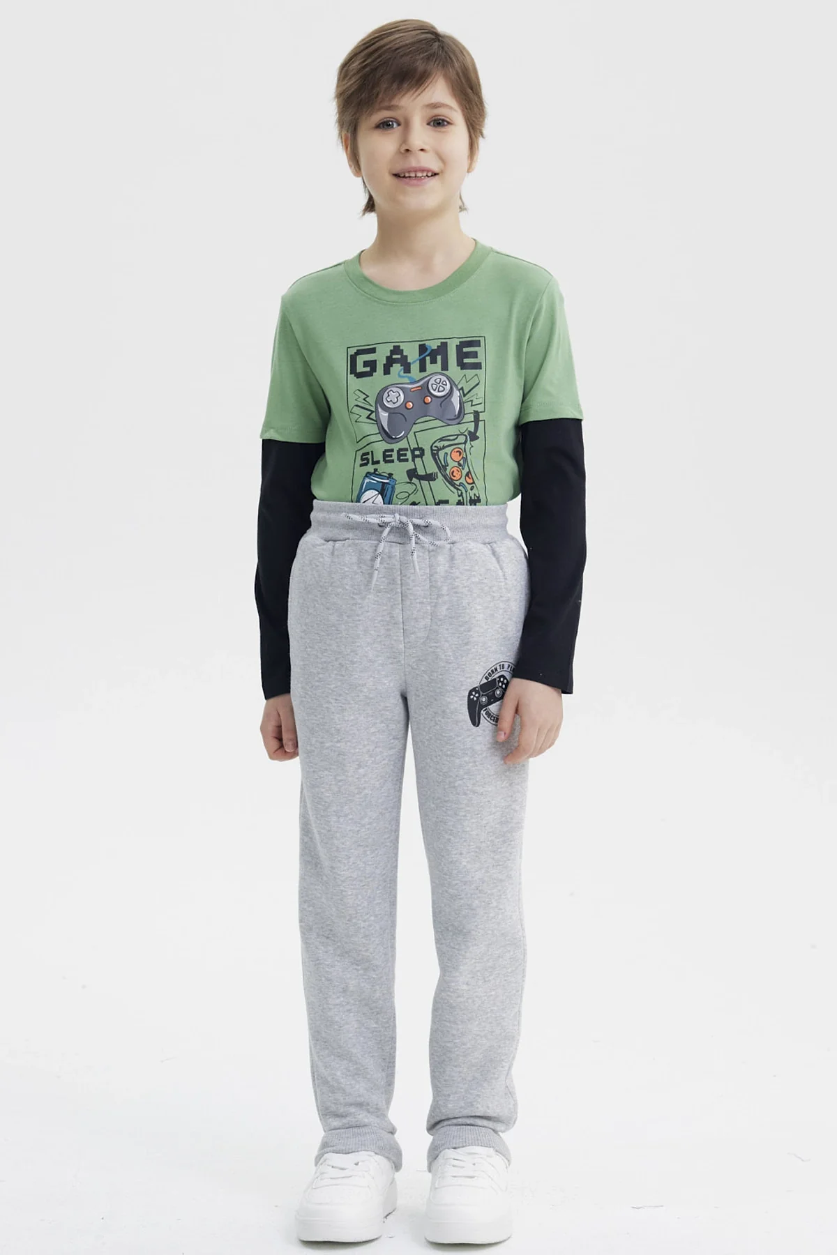 Pantalón Buzo Niño Jogger Gris Melange Claro - Image 4