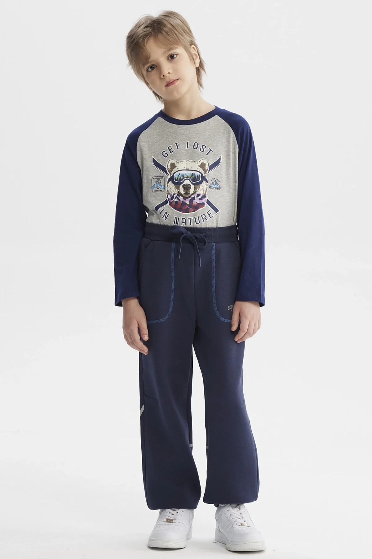Pantalón Buzo Niño Pitillo Azul - Image 4