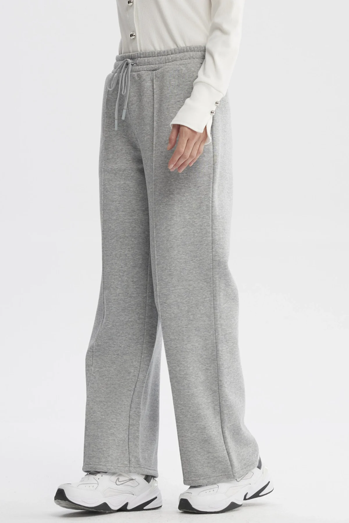 Pantalon De Buzo Mujer Wide Leg Gris Melange - Image 2