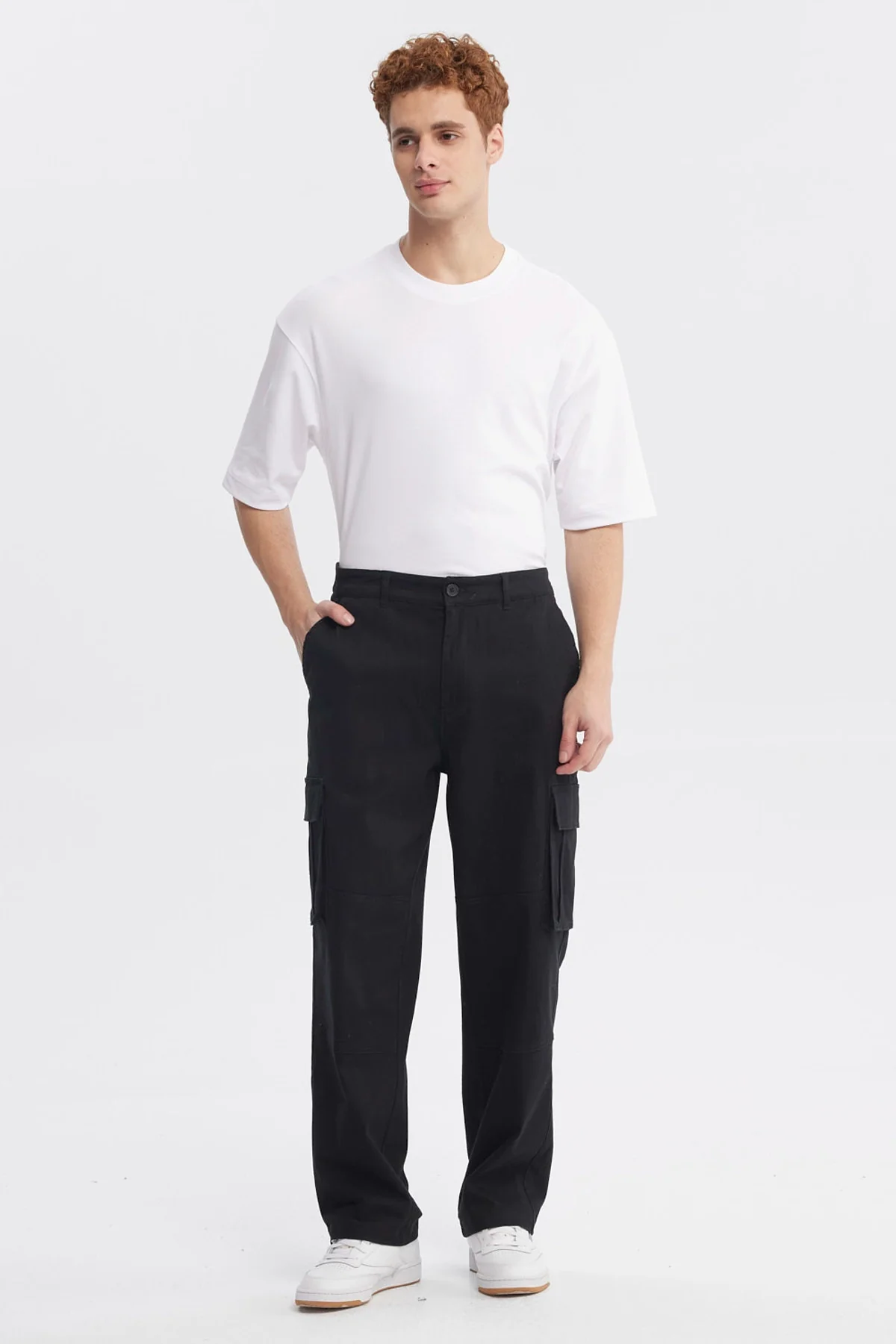 Pantalón Hombre Cargo Wide Leg Negro - Image 4