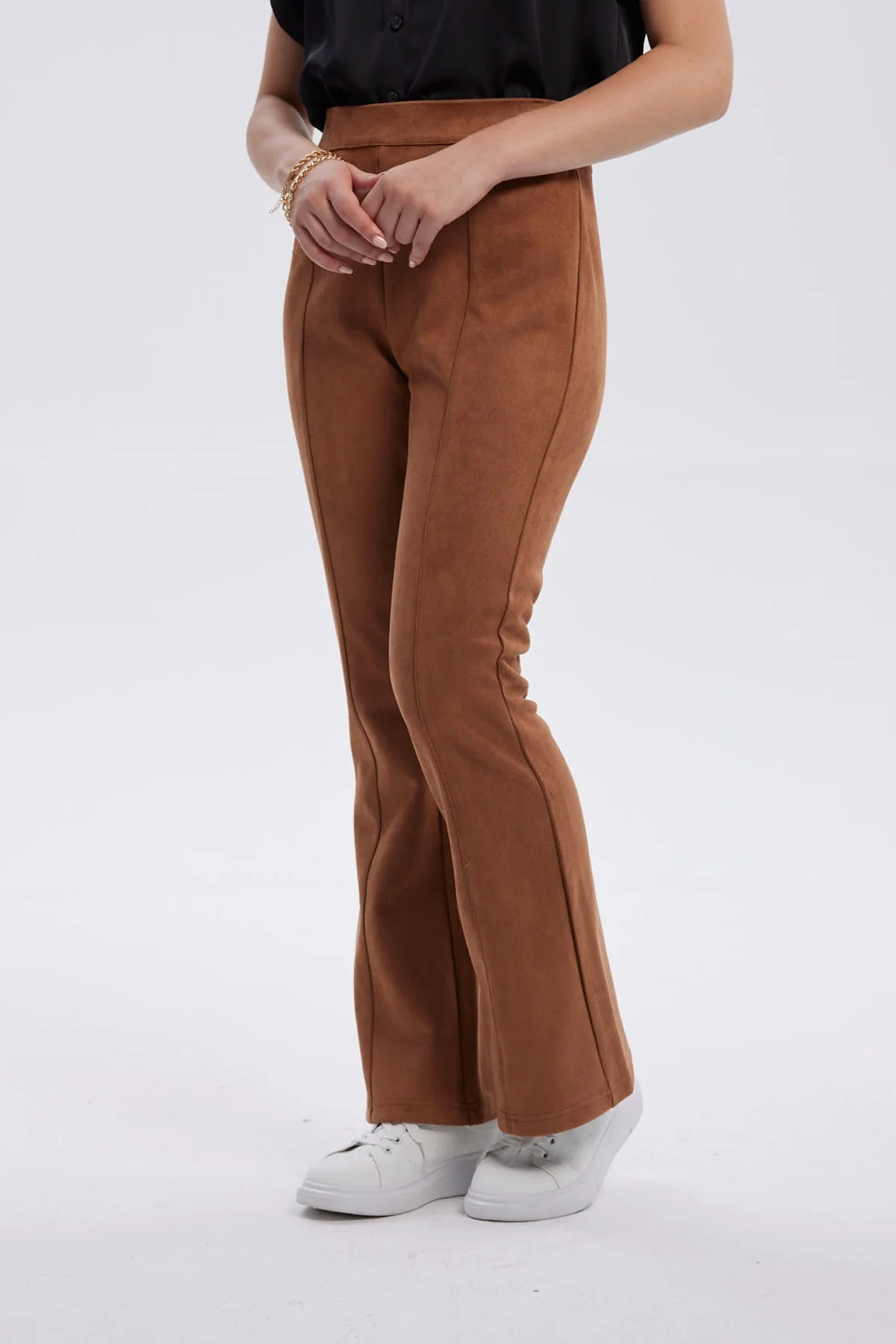 Pantalón Mujer Antelina Pretina Elasticada Café - Image 2