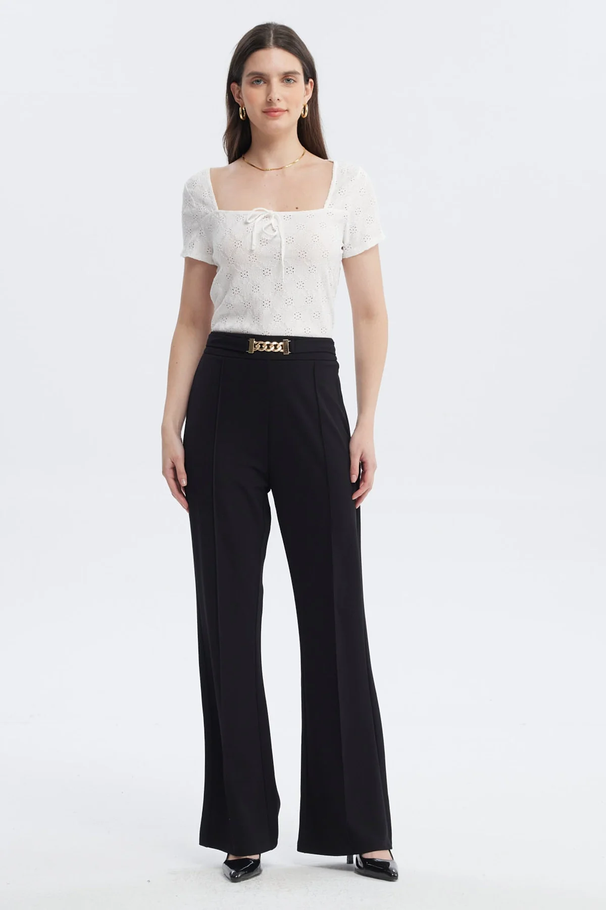 Pantalón Mujer Aplicación Metálica Negro - Image 4