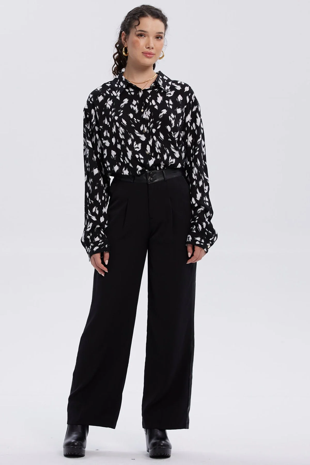 Pantalón Mujer Aplicación Pu Pretina Negro - Image 4