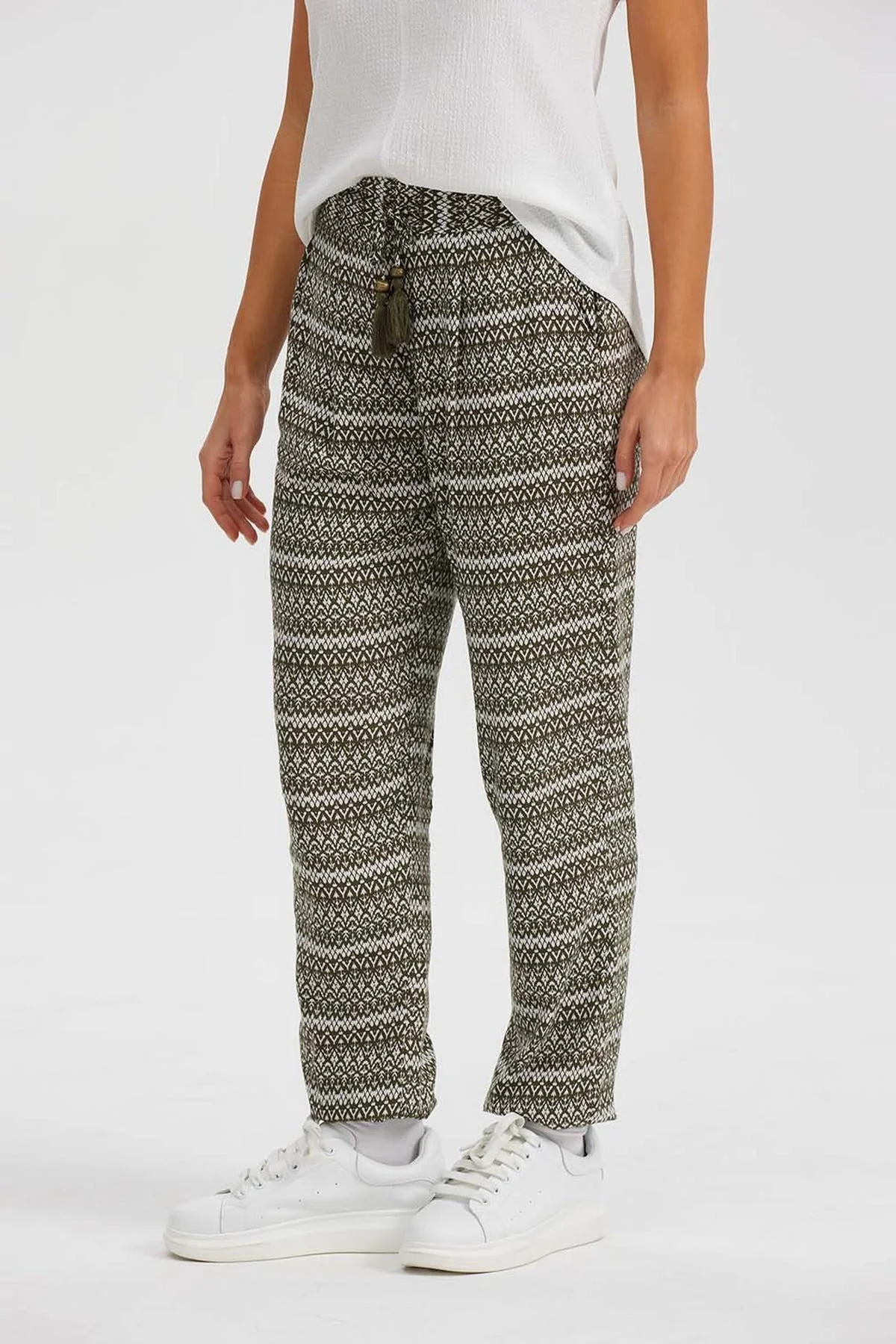 Pantalón Mujer Bombacho Puño Elástico Verde - Image 4