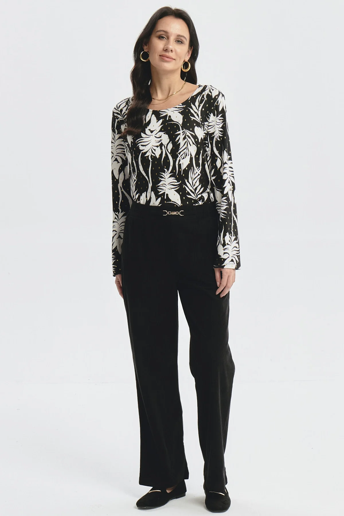 Pantalón Mujer Calce Recto Detalle Pretina Negro - Image 4