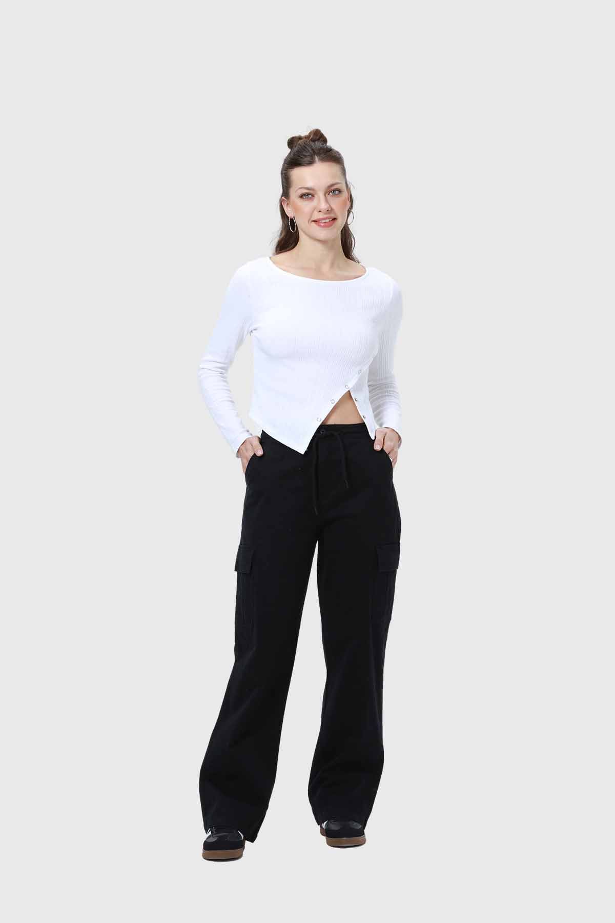 Pantalón Mujer Cargo Cordón Negro - Image 4