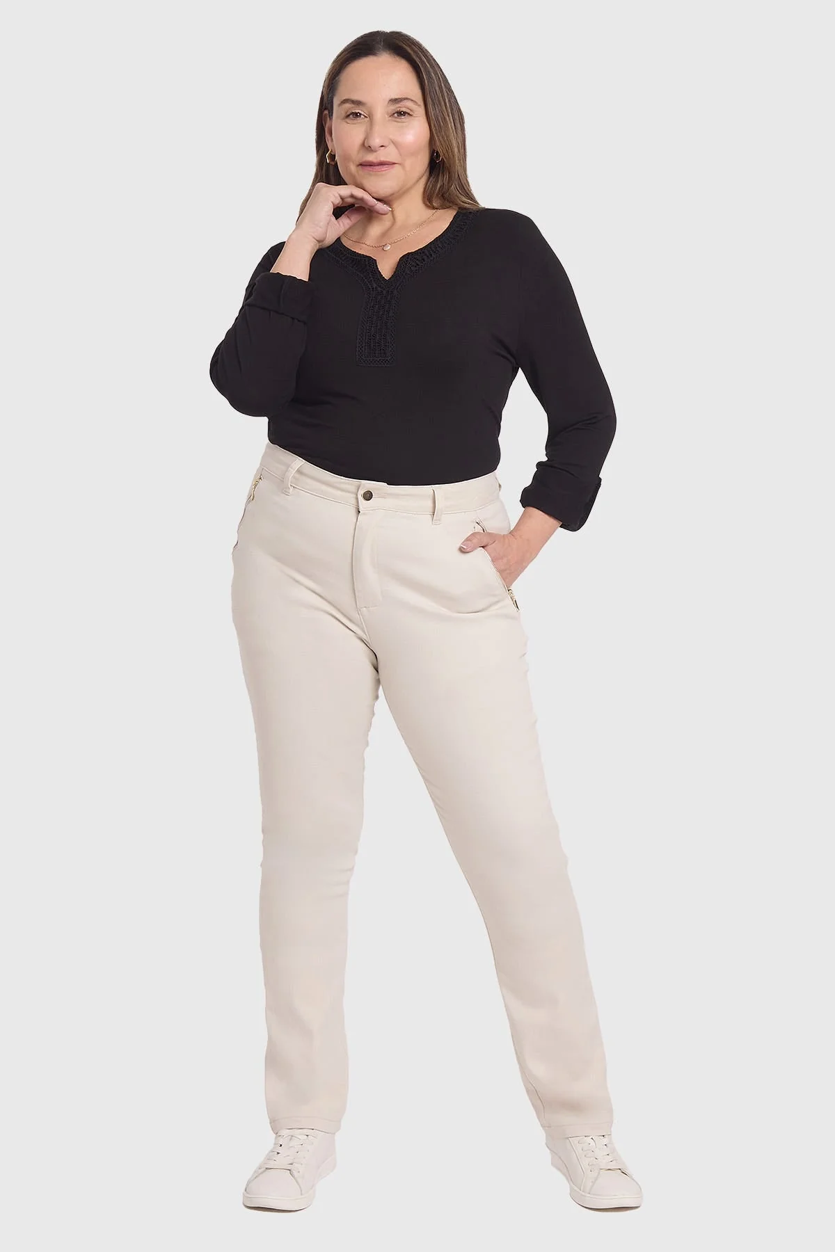 Pantalón Mujer Con Bolsillos Arena - Image 3
