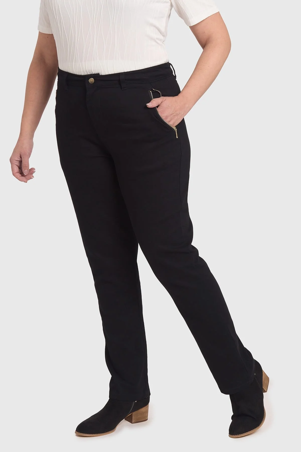 Pantalón Mujer Con Bolsillos Negro - Image 2